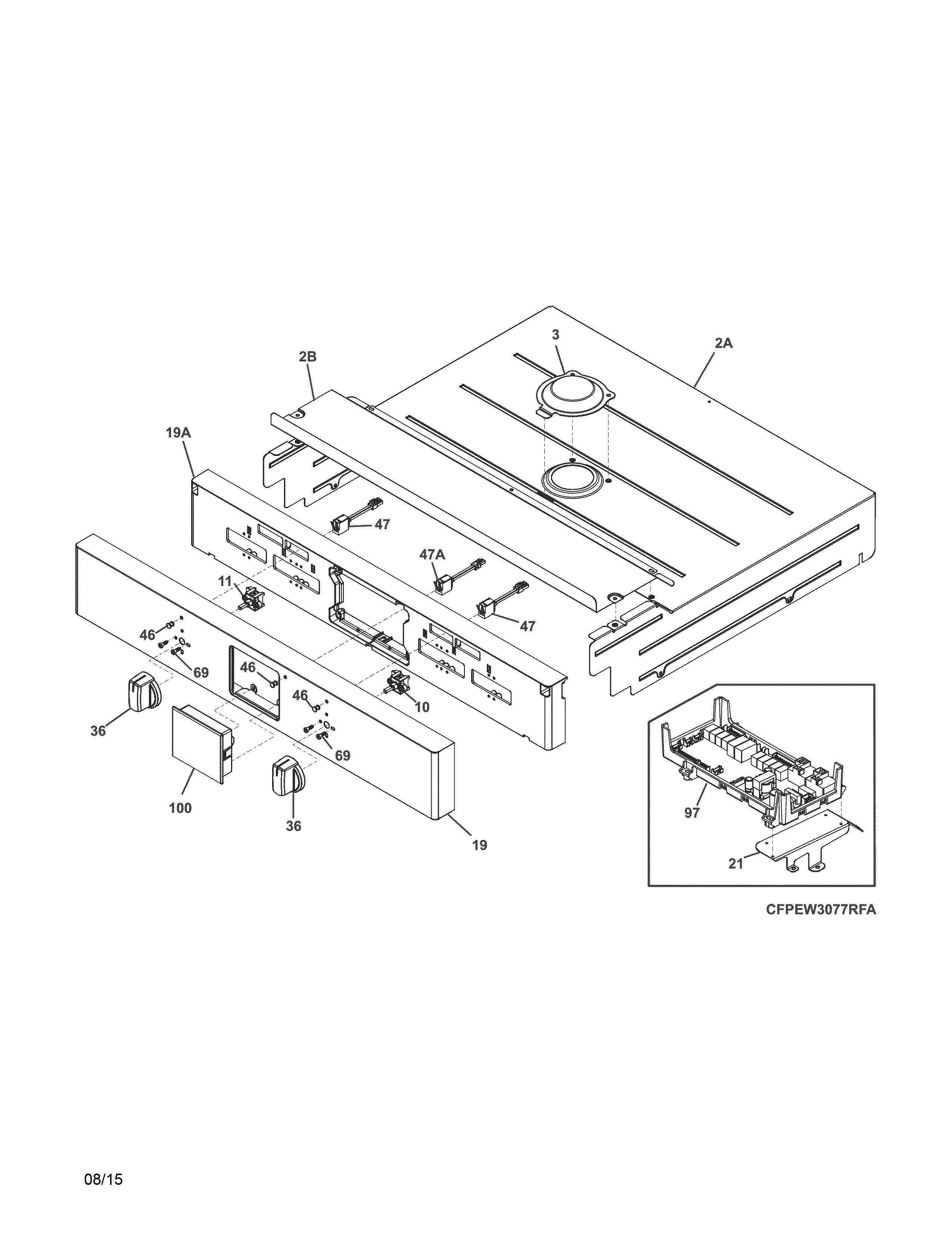 Frigidaire FPEW3077RFA control panel diagram