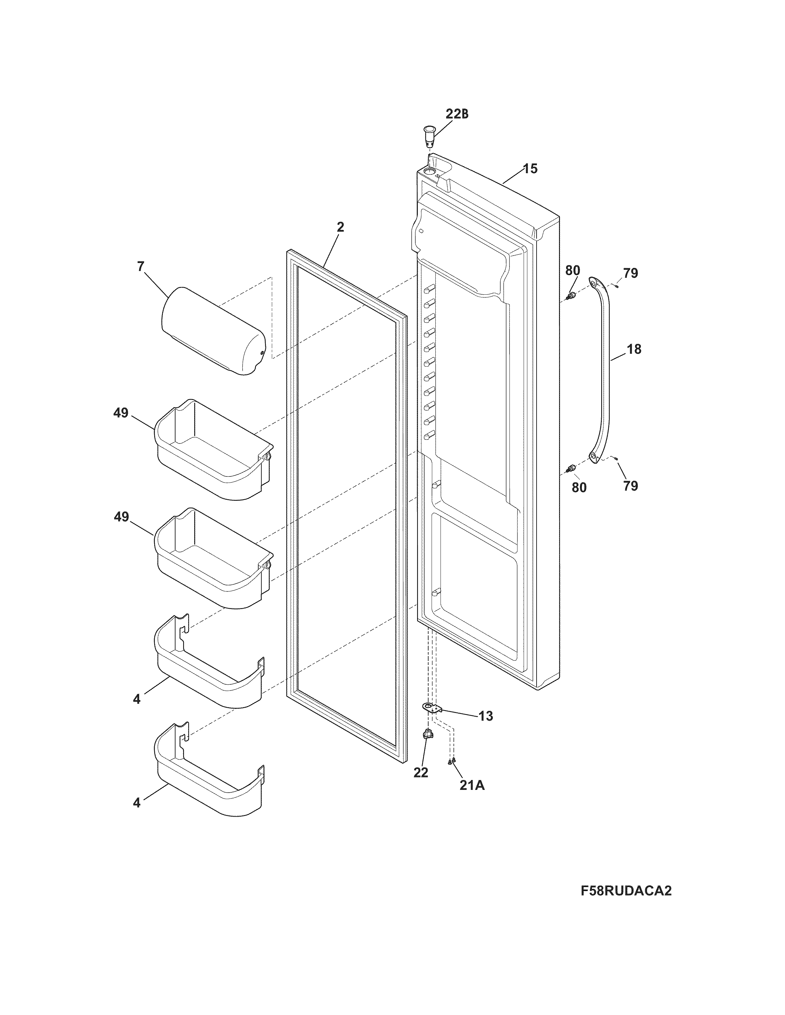 Frigidaire DFHS2313MFFA refrigerator door diagram