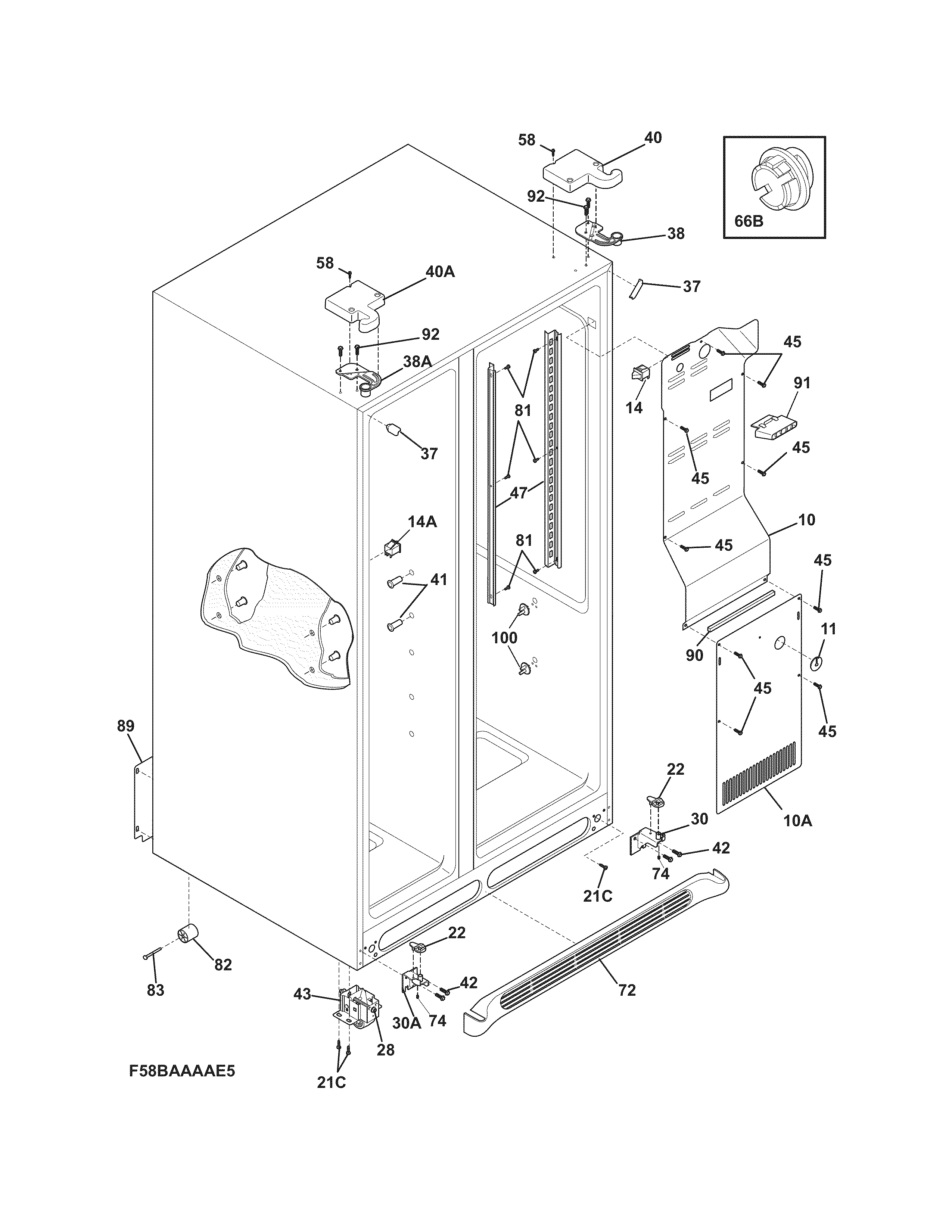 Frigidaire DFHS2313MFFA cabinet diagram