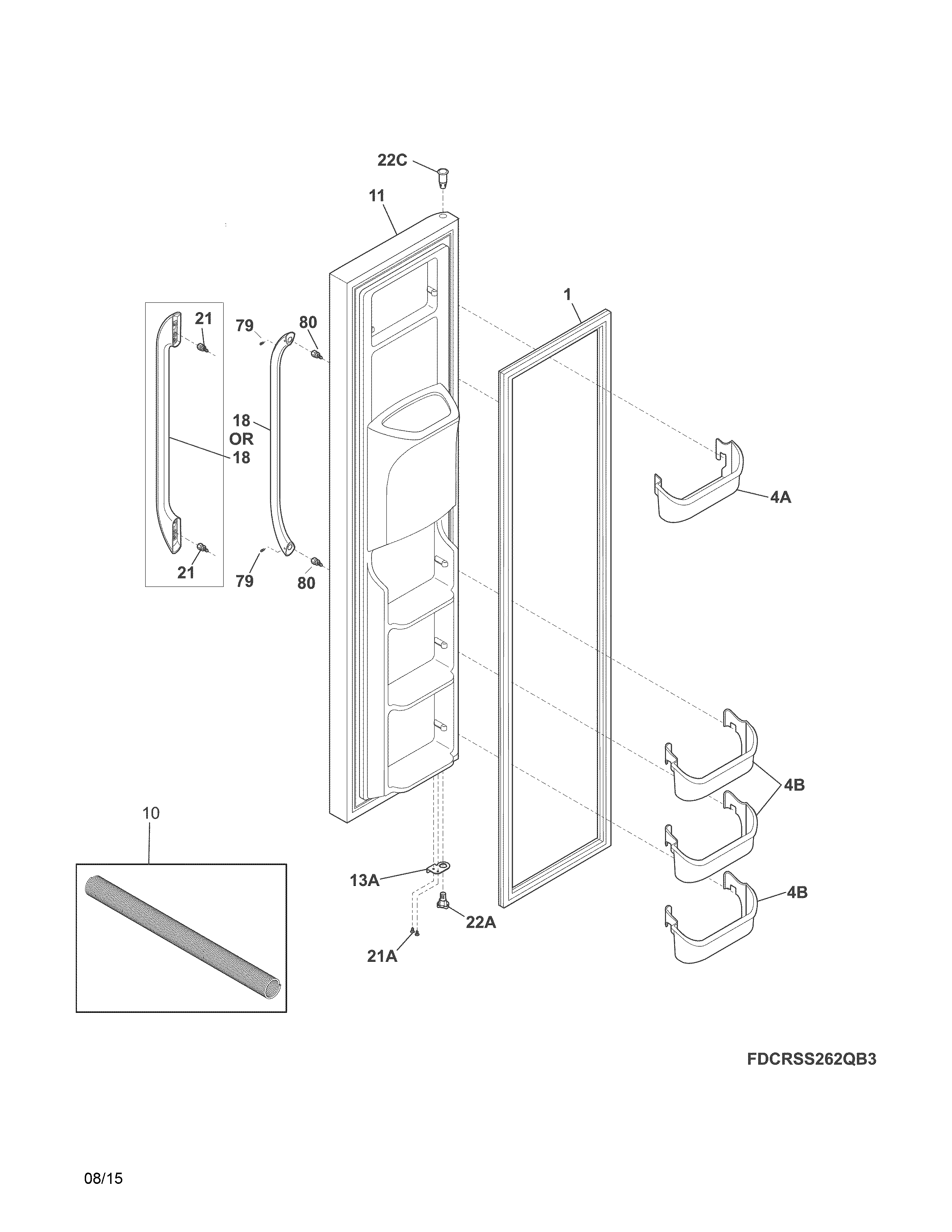 Crosley CRSS262QS3 freezer door diagram