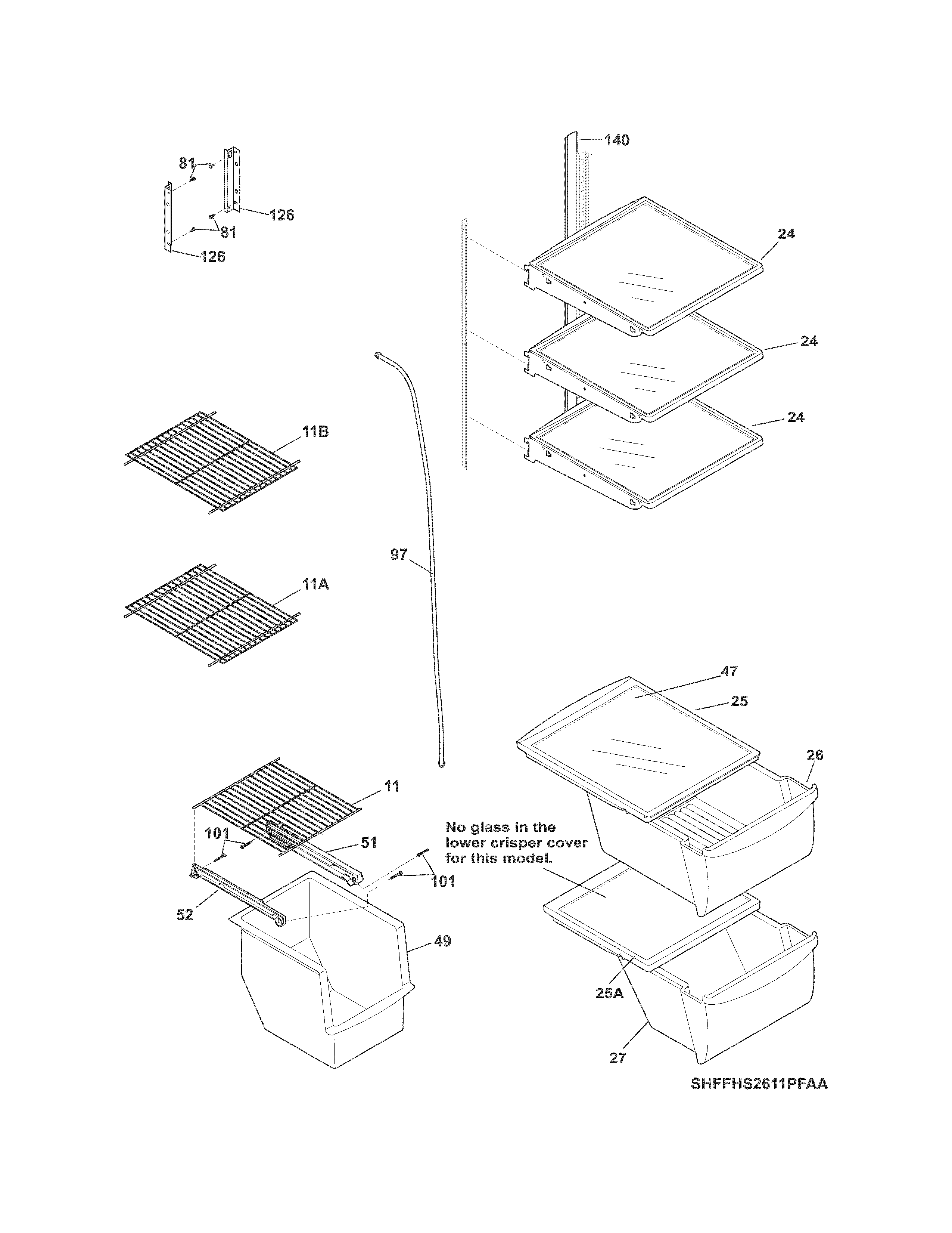 Crosley CRSS262QS3 shelves diagram