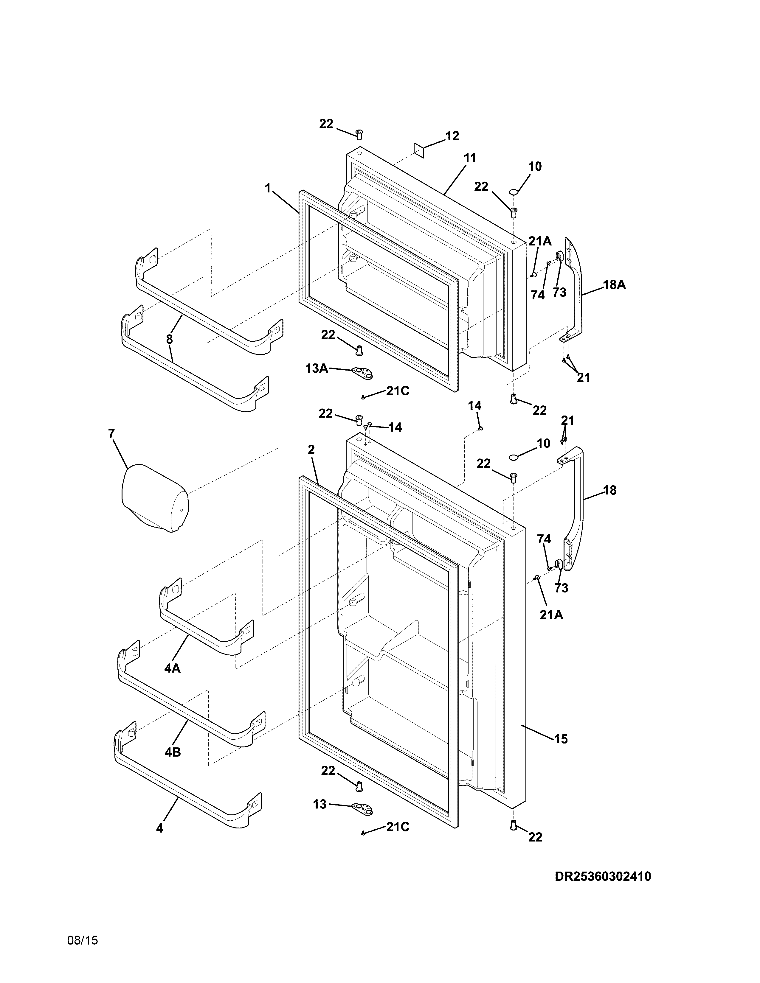 Kenmore 25360312412 doors diagram