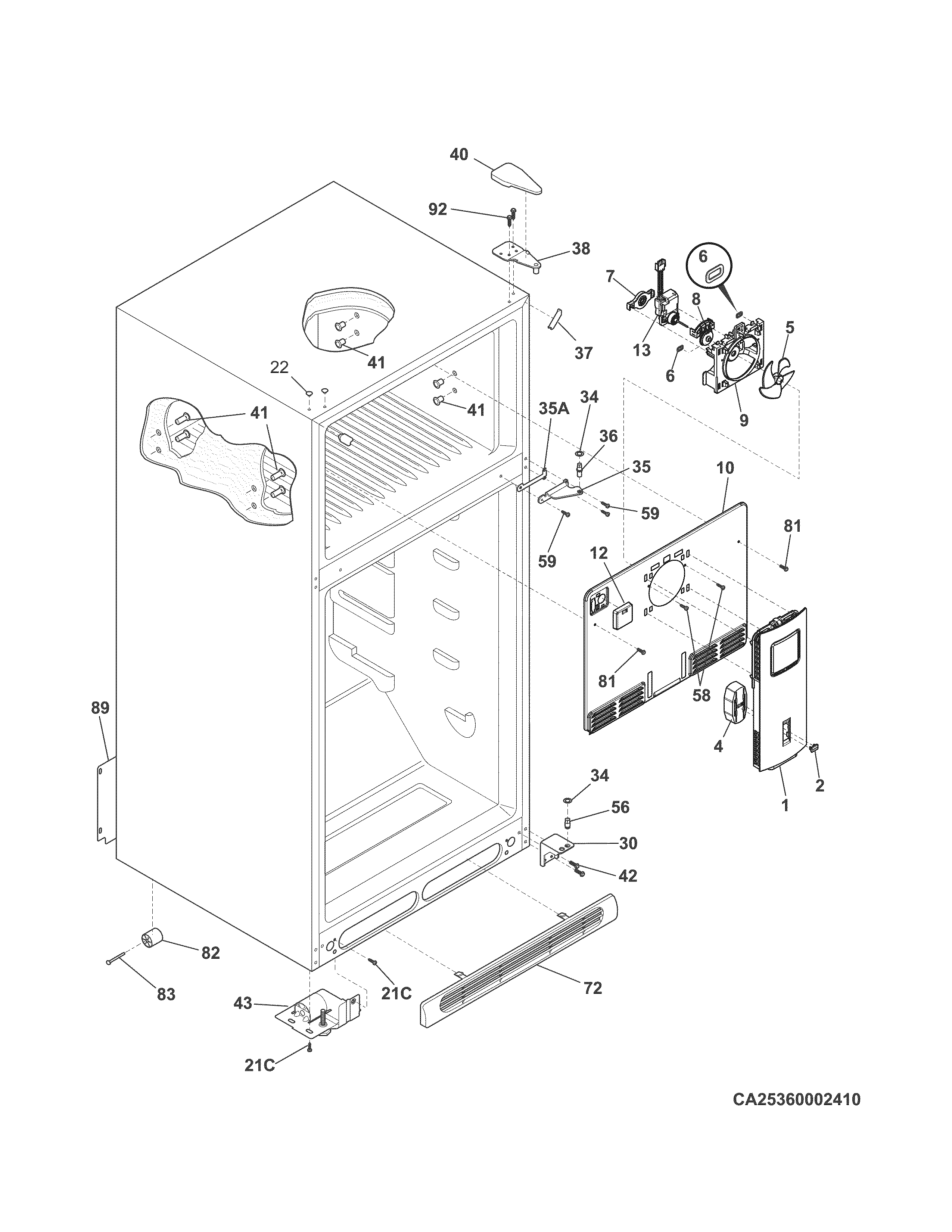 Kenmore 25360312412 cabinet diagram