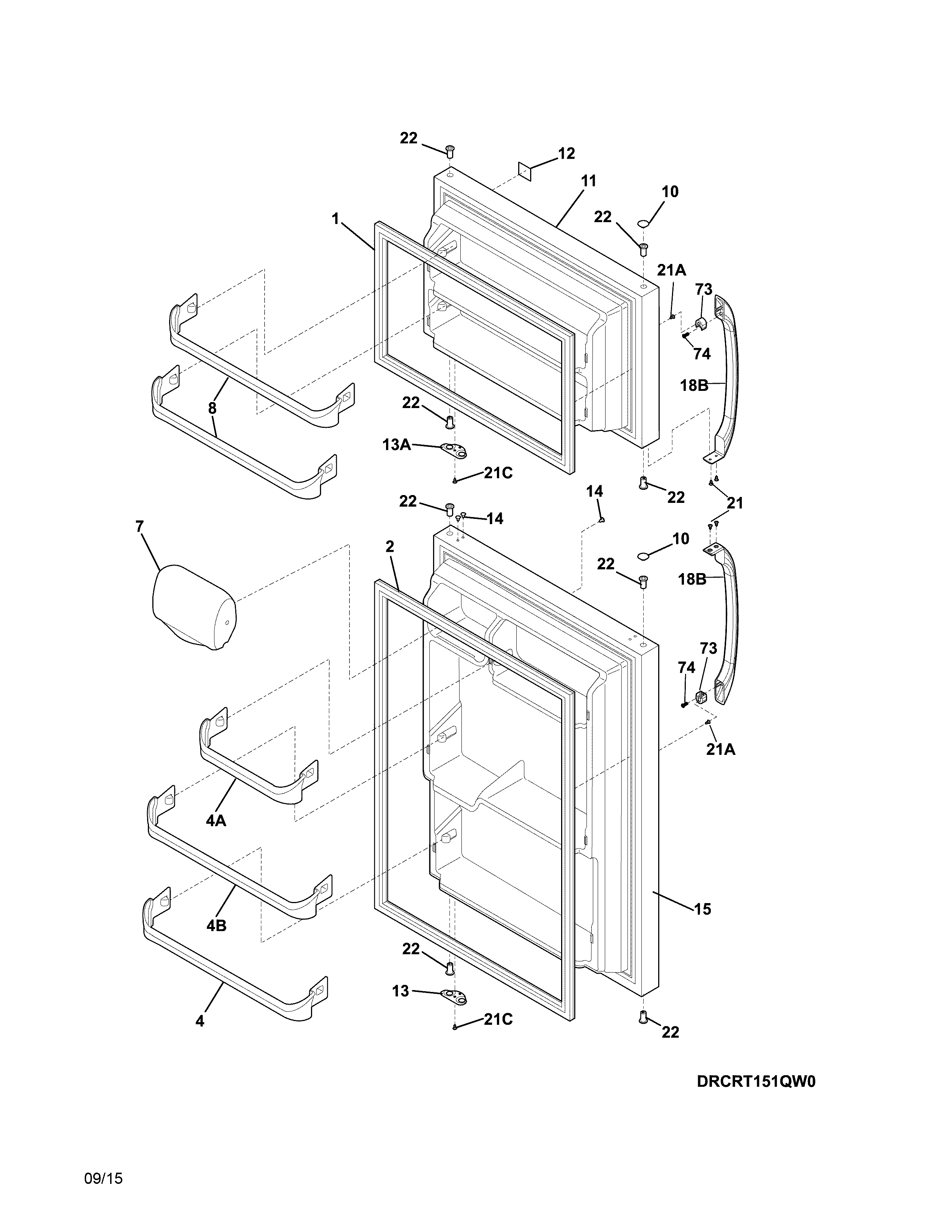 Crosley CRT151QW2 doors diagram