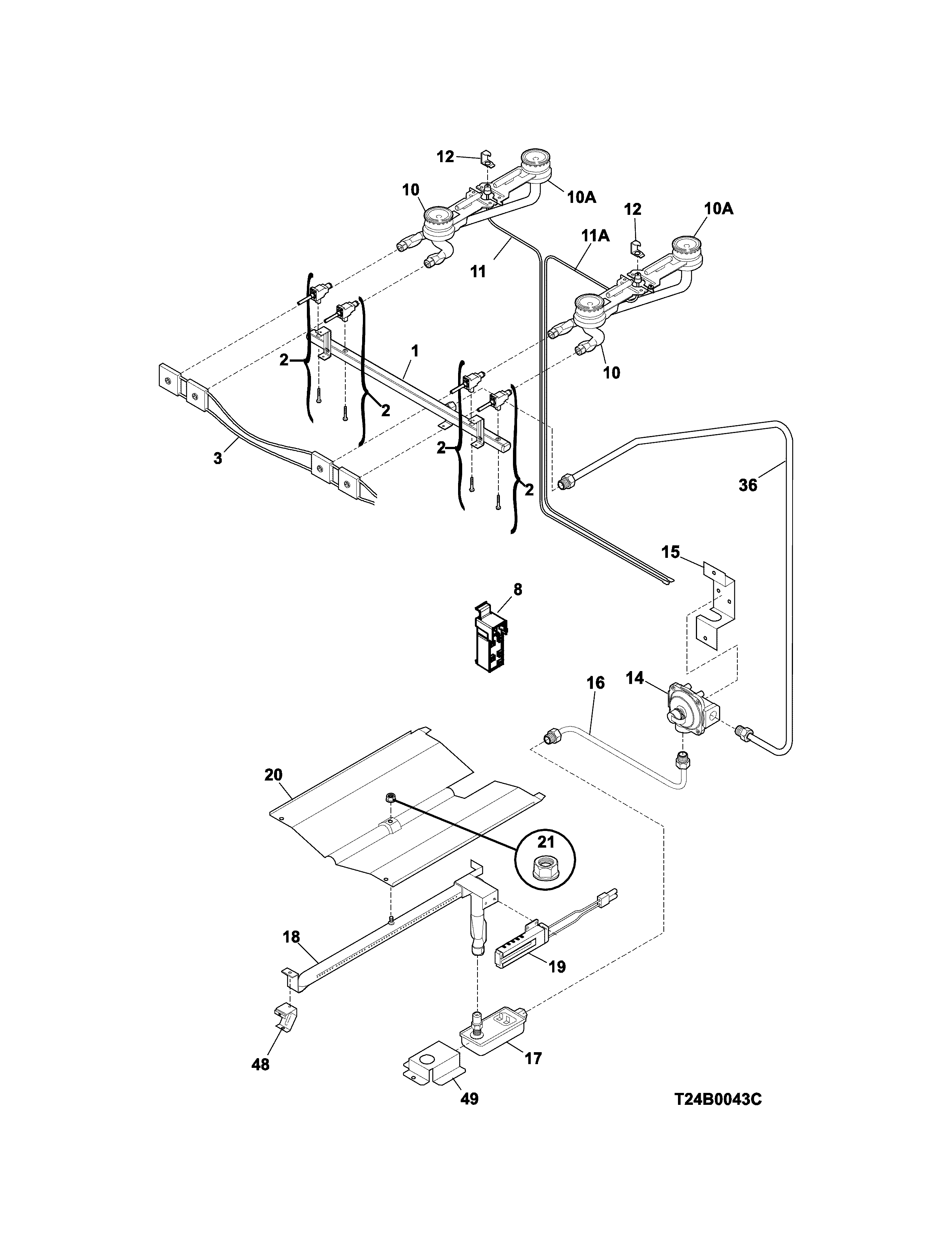 Kenmore 79073032311 burner diagram