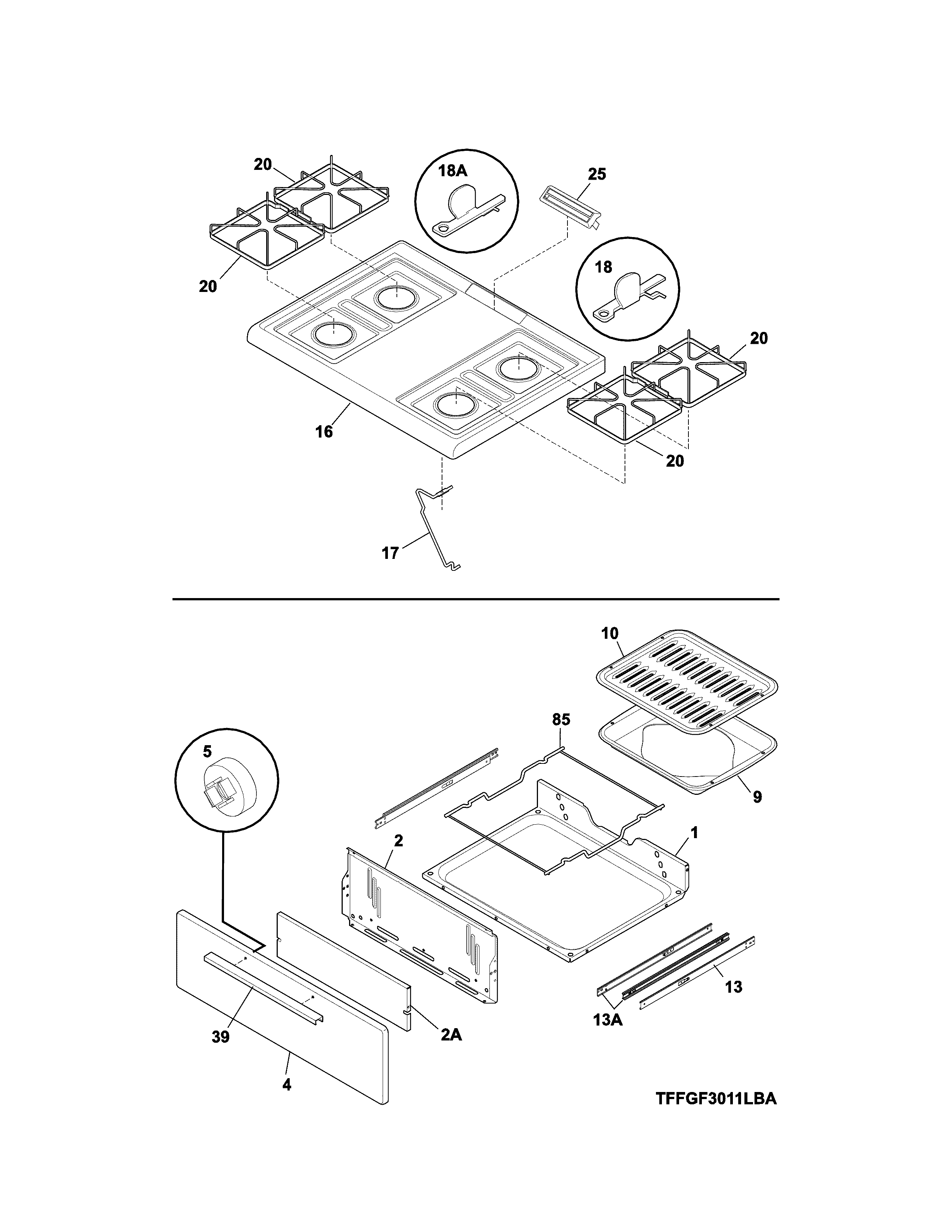 Kenmore 79073032311 top/drawer diagram