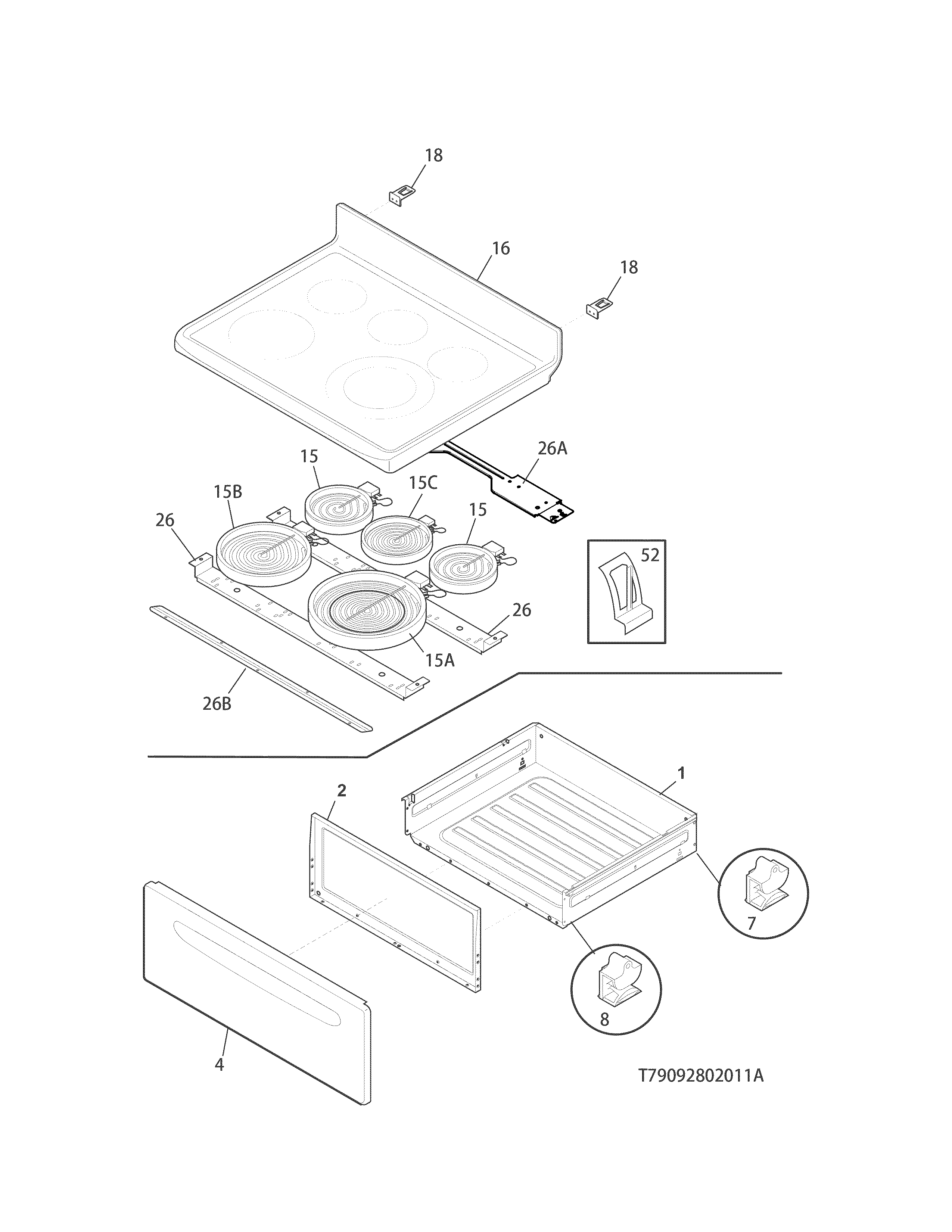 Kenmore 79094204311 top/drawer diagram