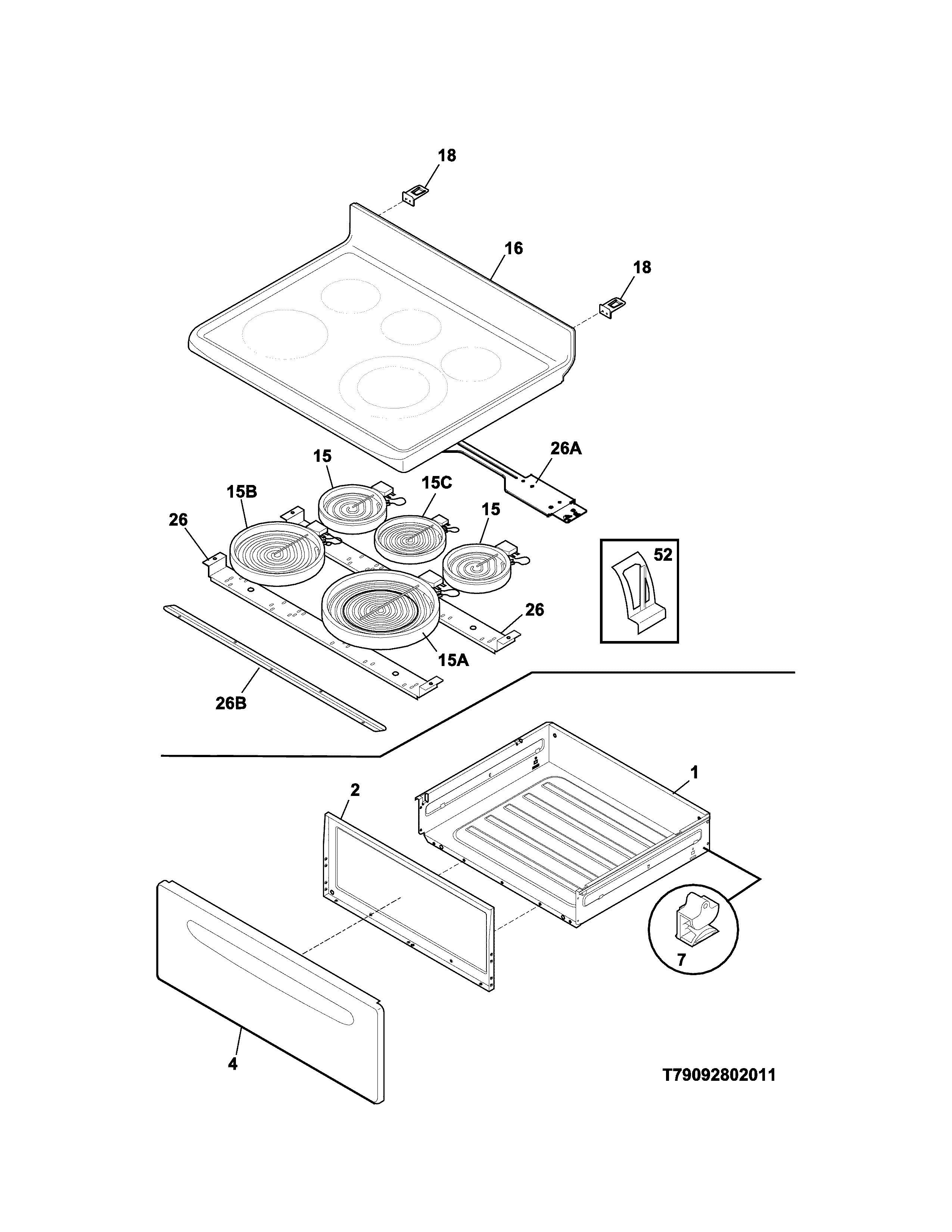 Kenmore 79094192311 top/drawer diagram