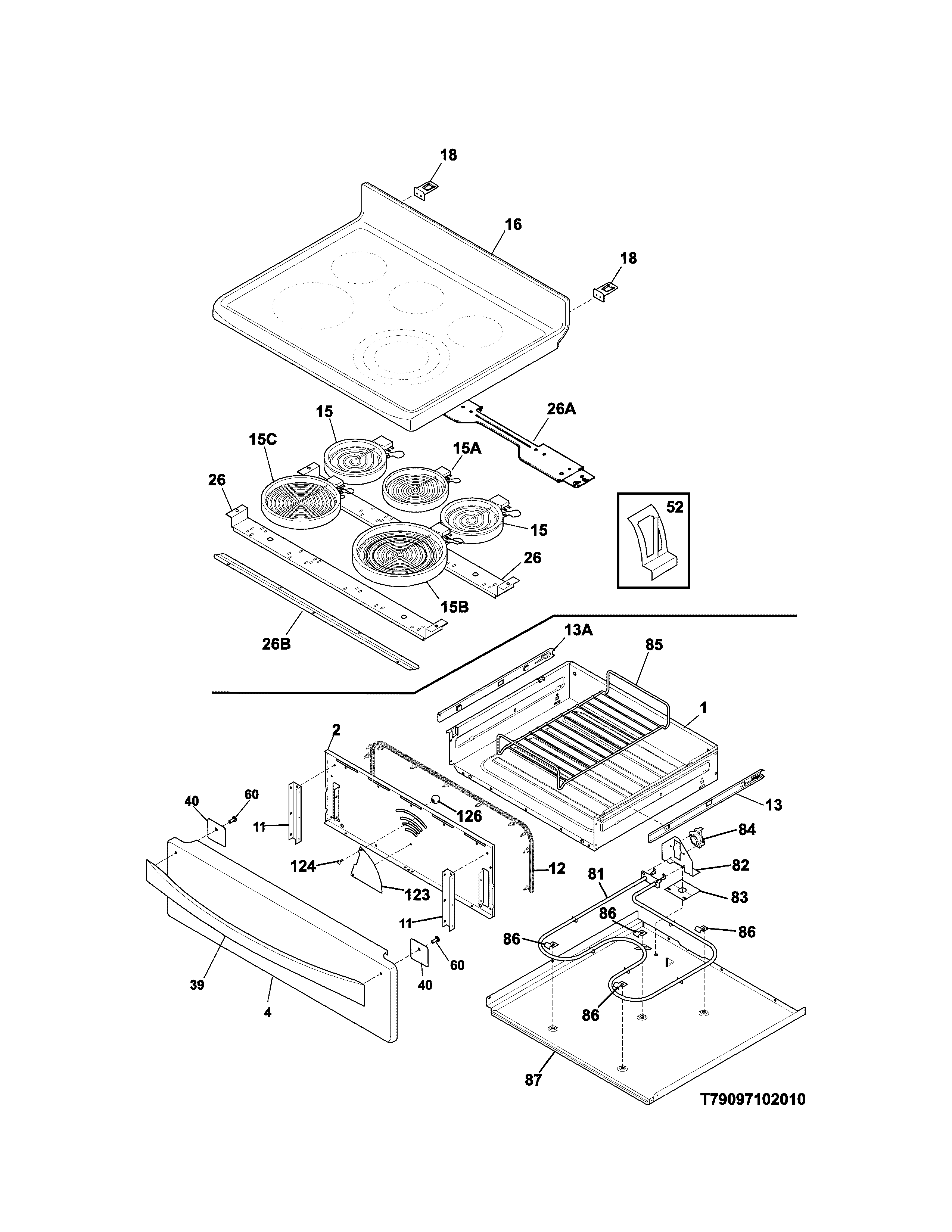 Kenmore 79095053311 top/drawer diagram