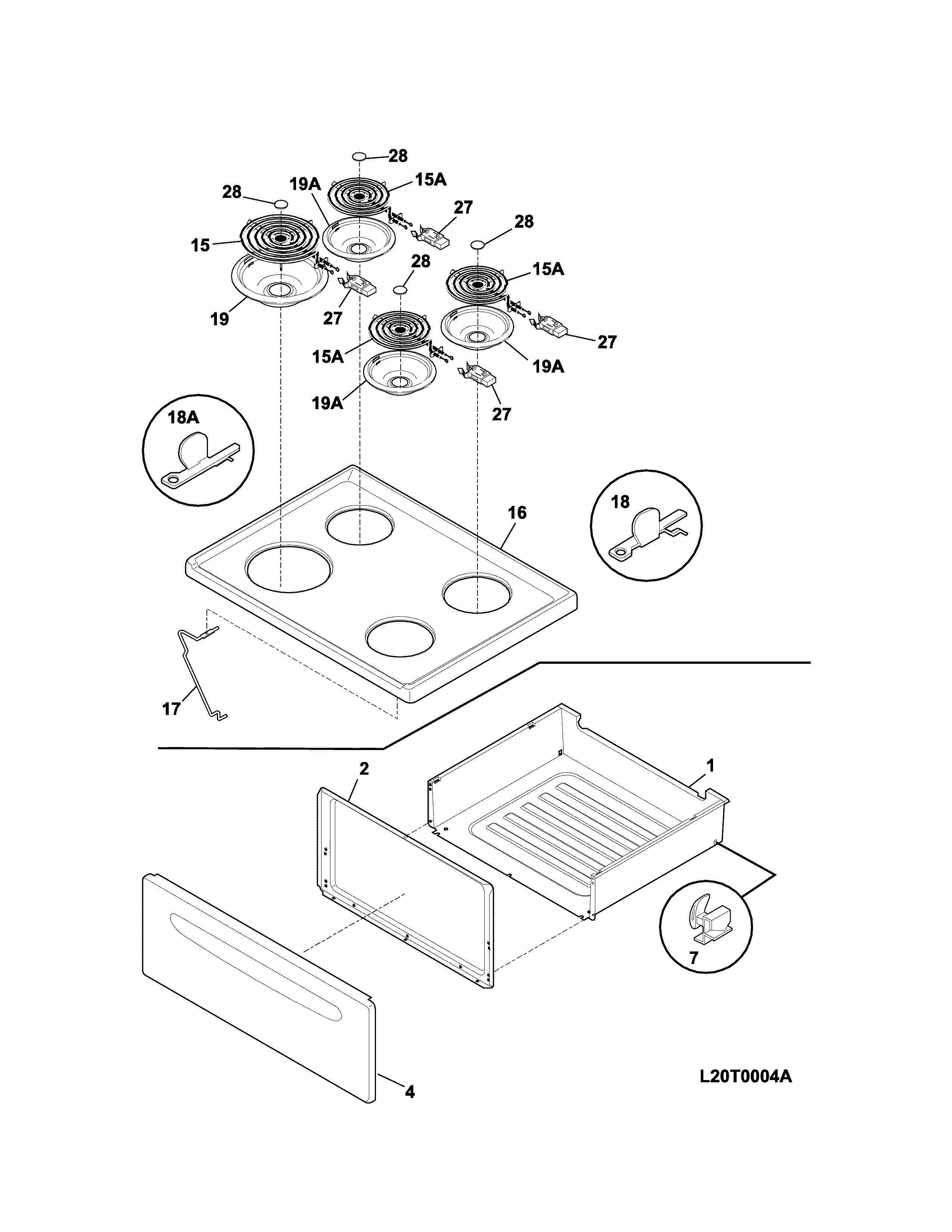 Kenmore 7909082040B top/drawer diagram