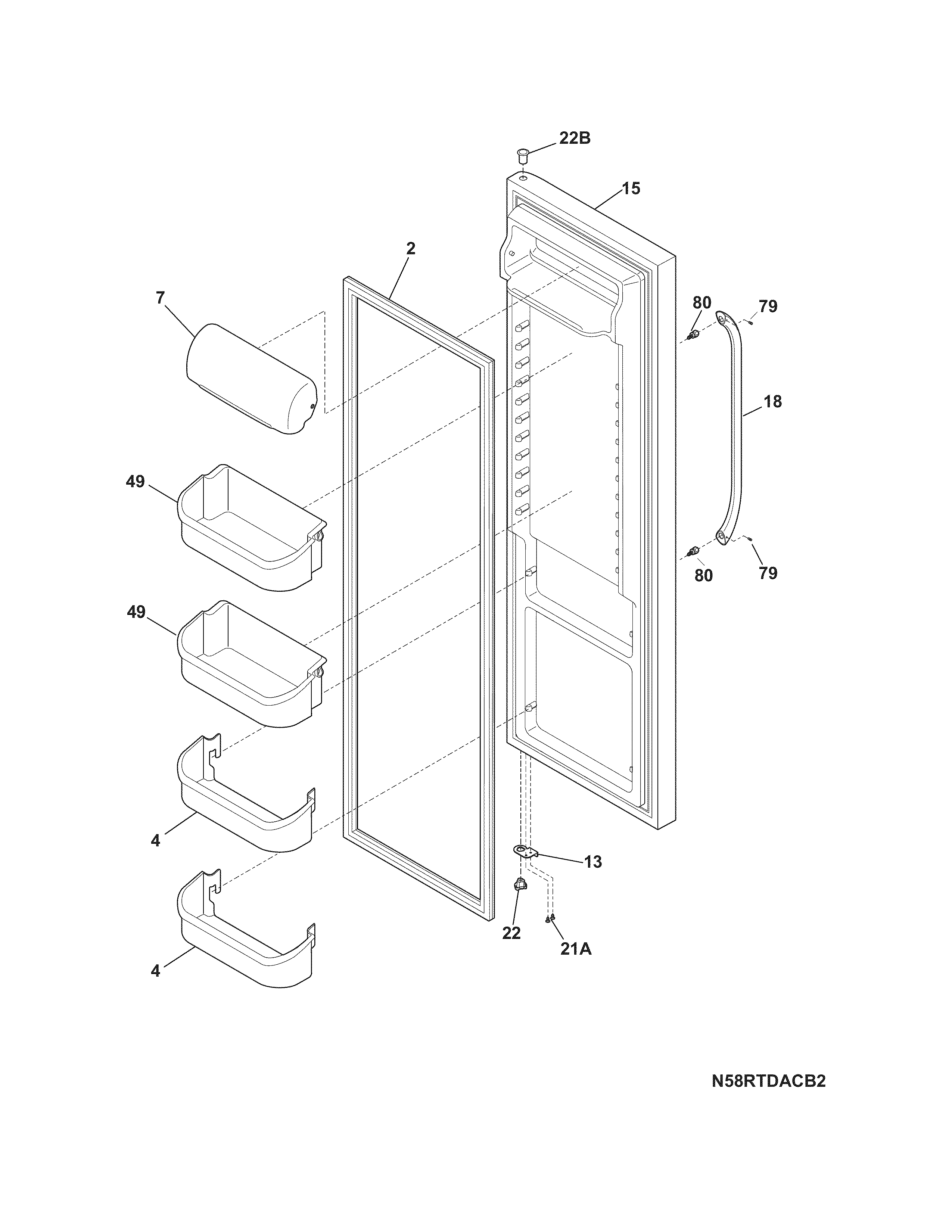 Frigidaire FFHS2311PFDA refrigerator door diagram