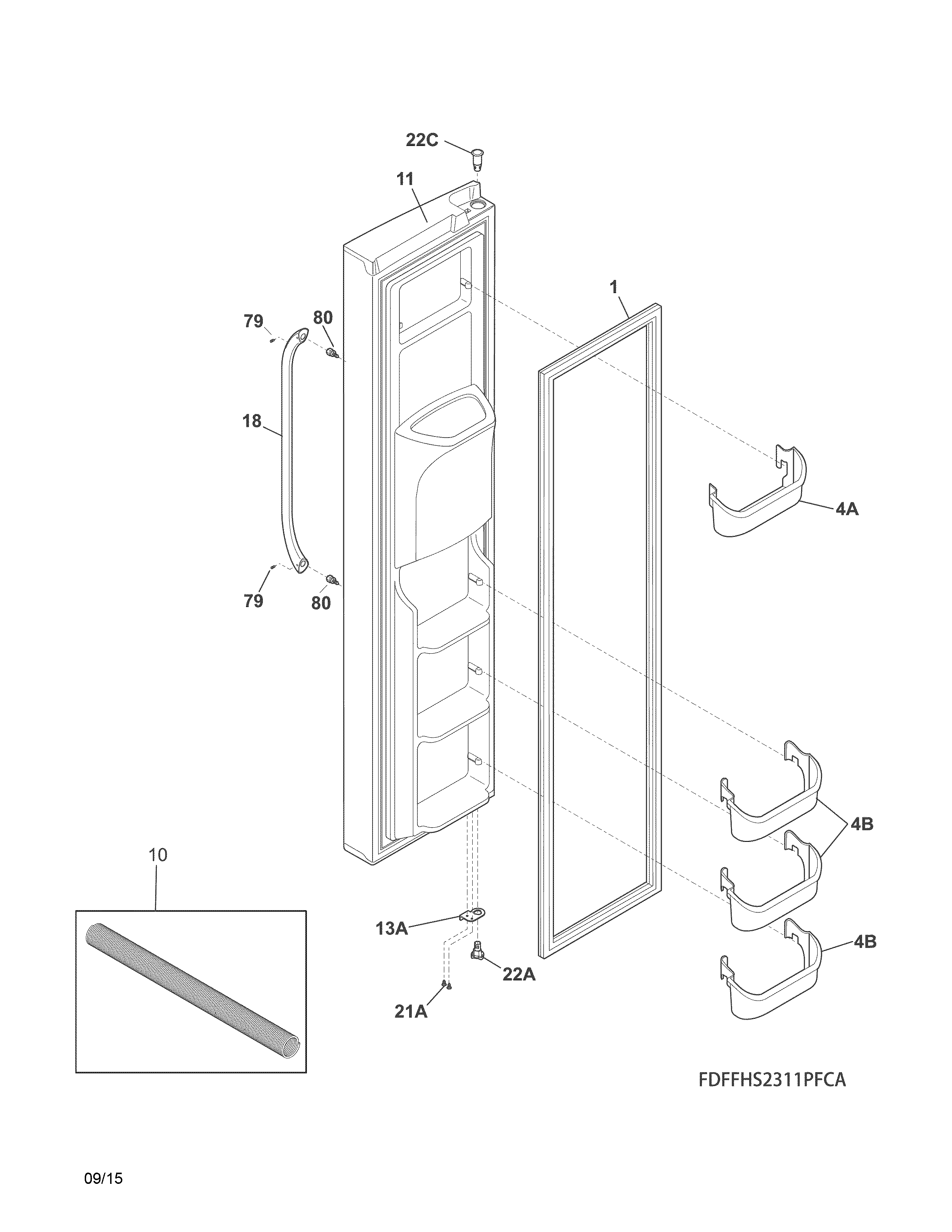 Crosley CRSH232PS7A freezer door diagram