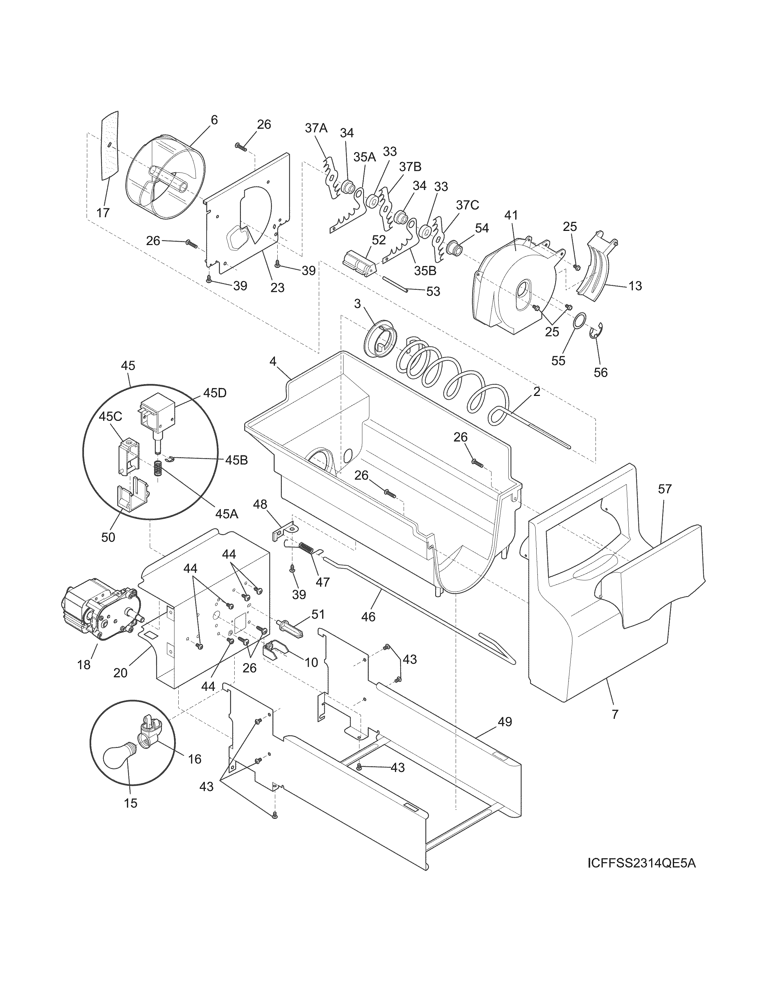 Crosley CRSH232PS7A ice container diagram