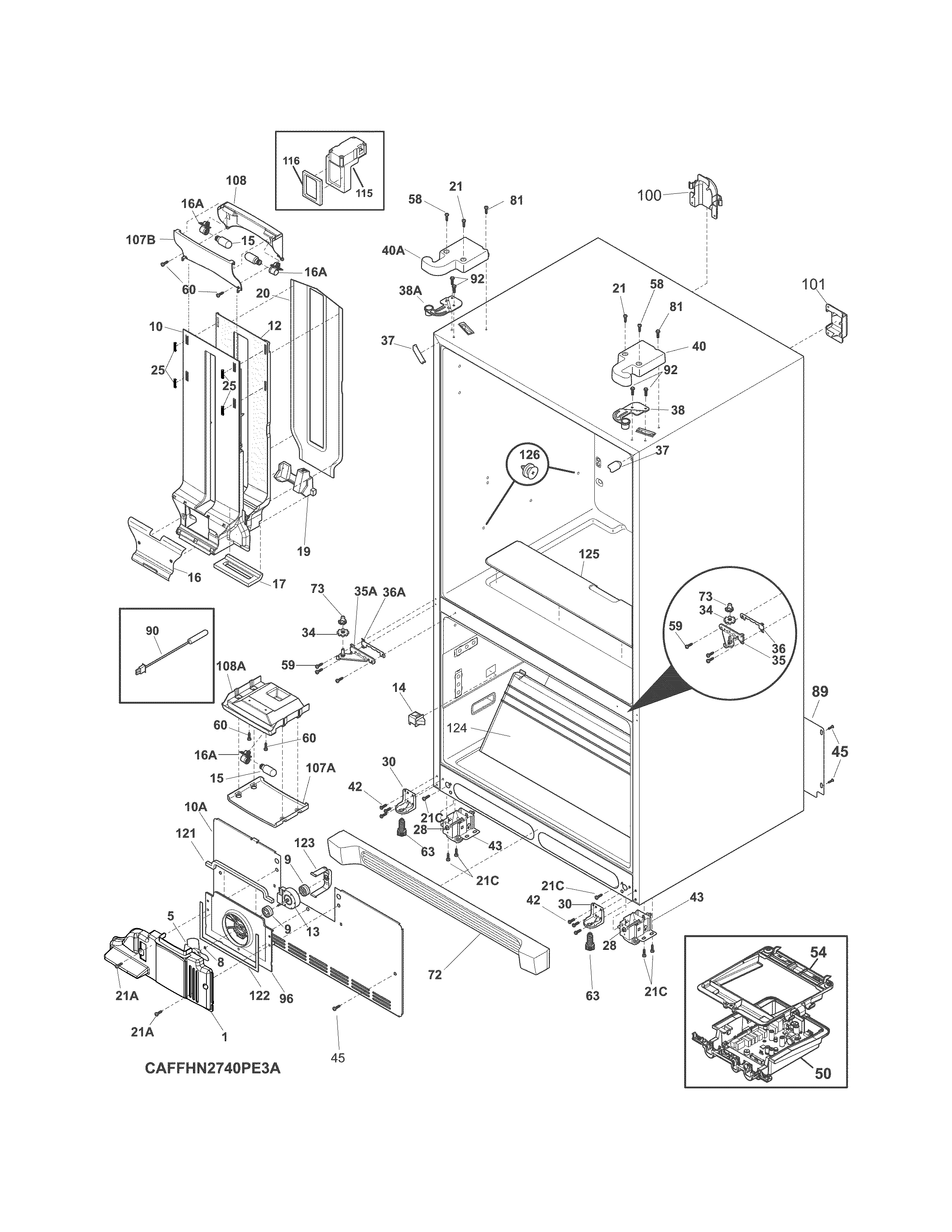 Frigidaire FFHN2740PP3A cabinet diagram