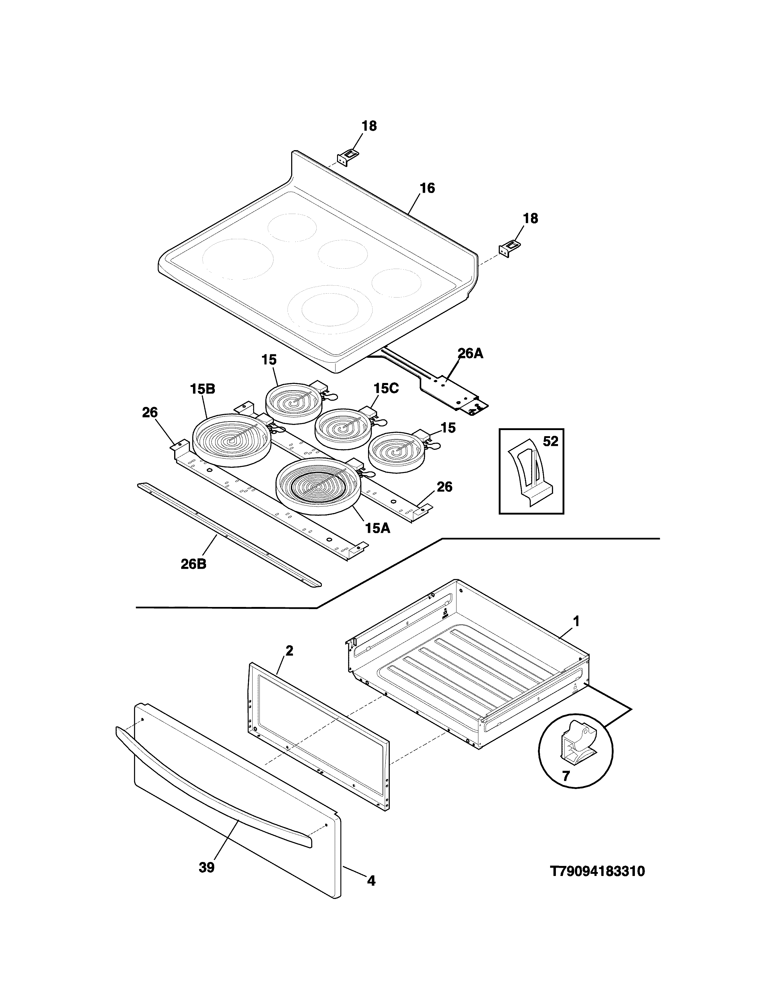Kenmore 79097013511 top/drawer diagram