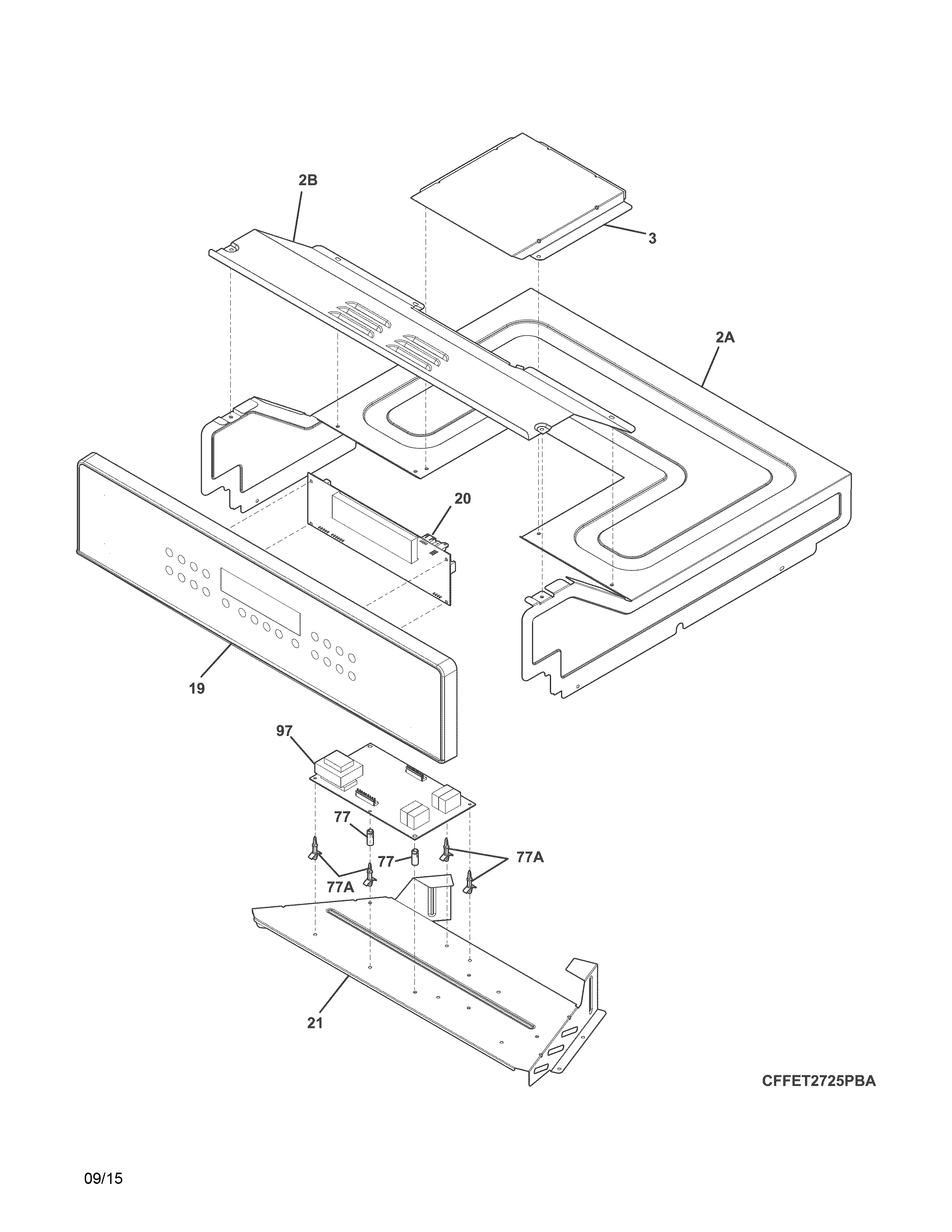 Frigidaire FFET2725PWD control panel diagram