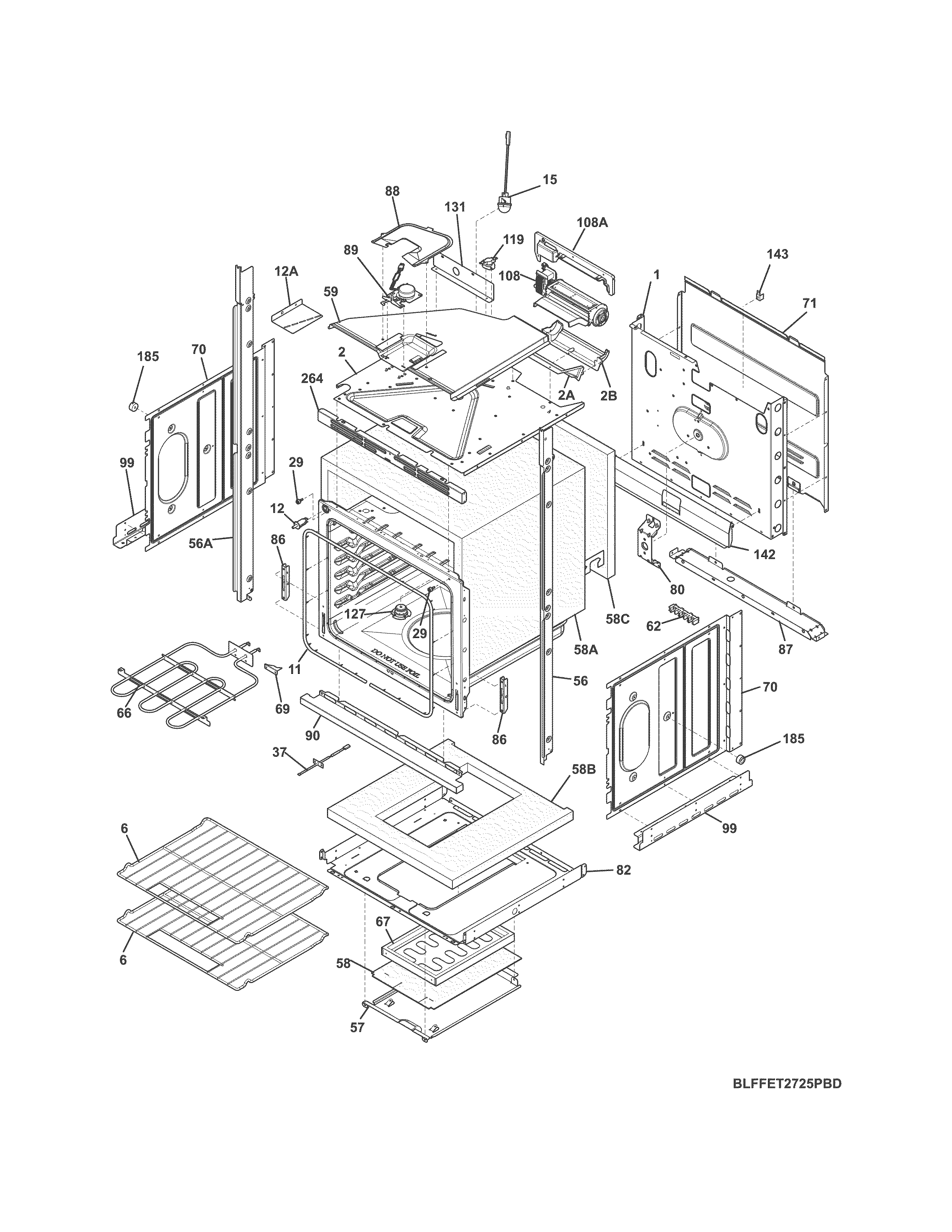 Frigidaire FFET2725PSD lower oven diagram