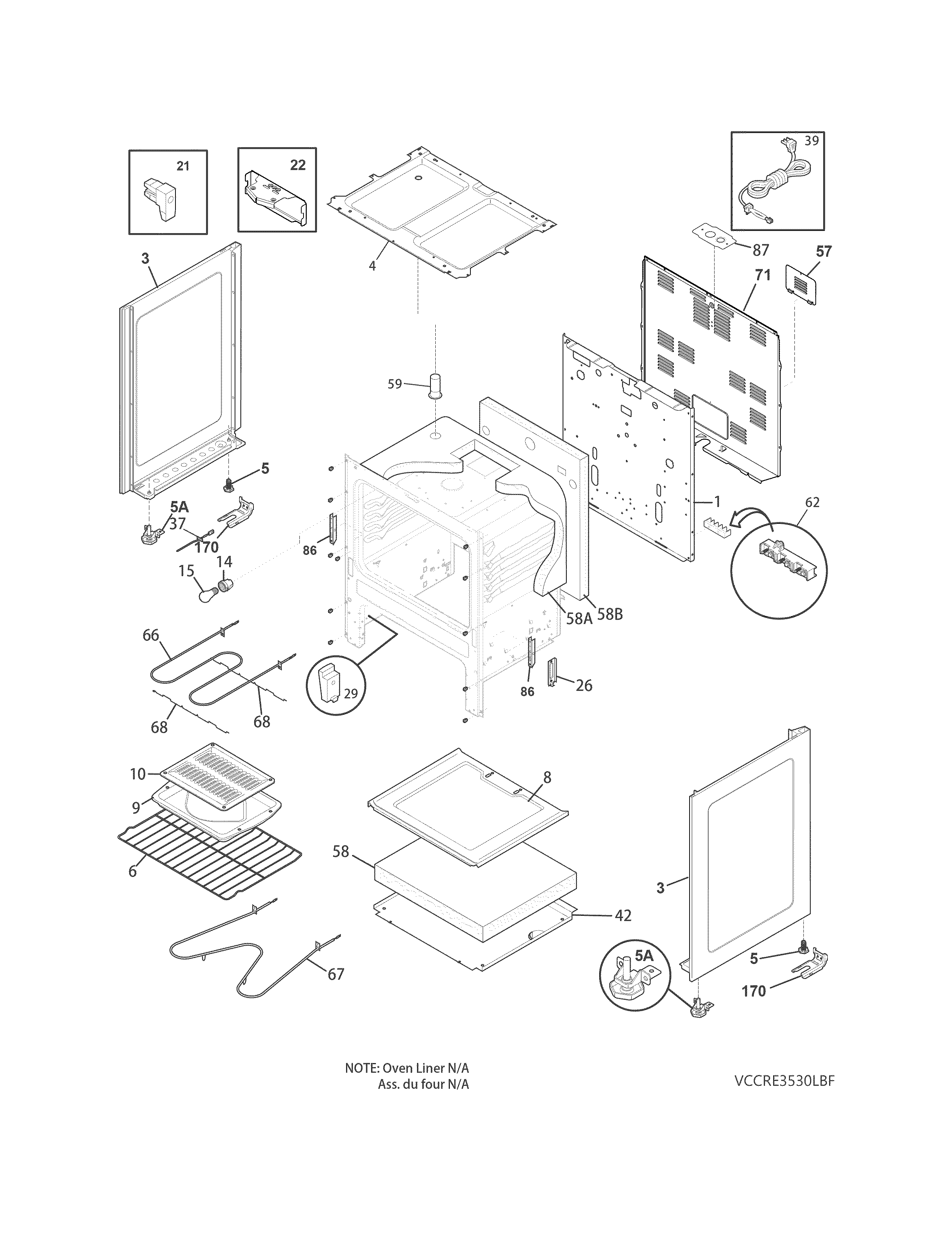 Crosley CCRE3530LWF body diagram