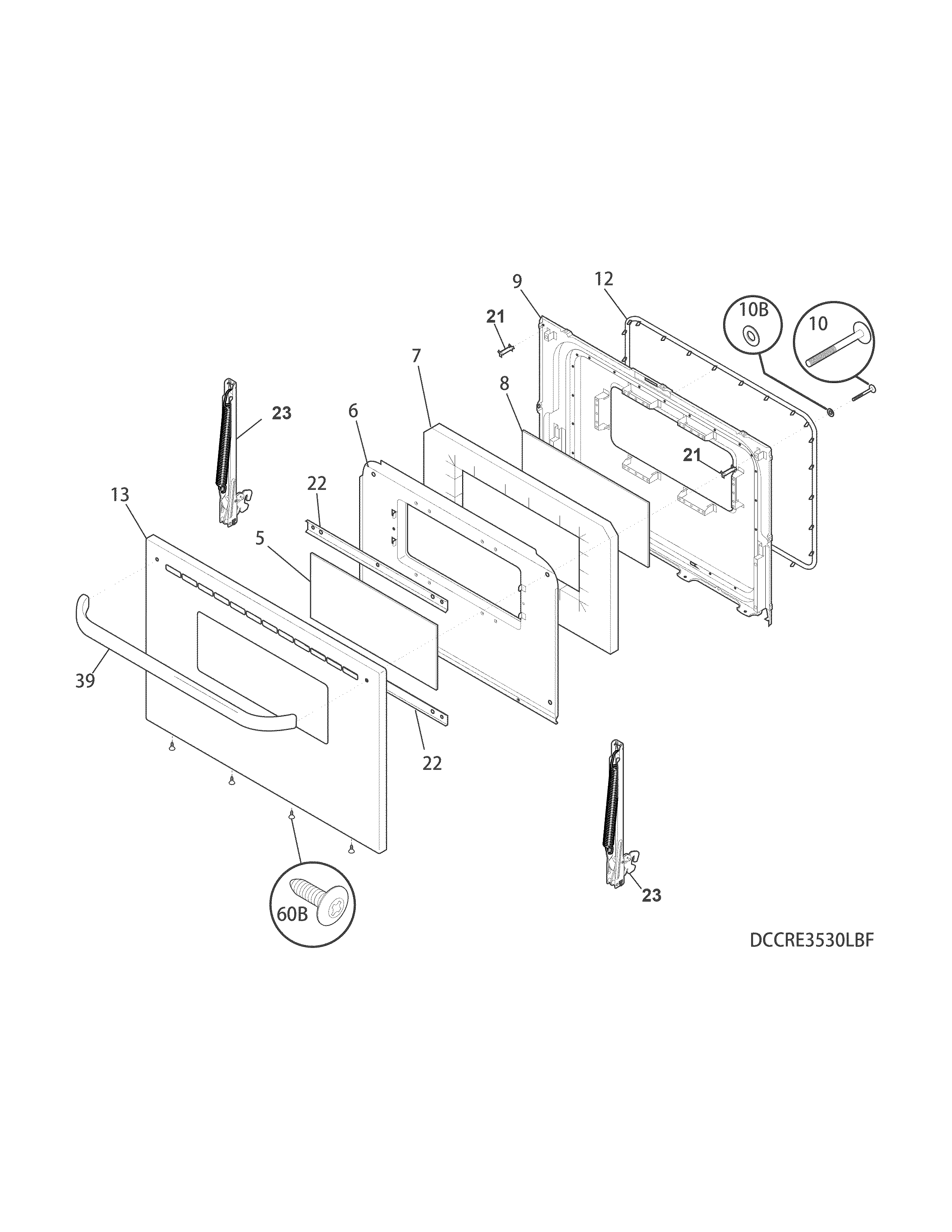 Crosley CCRE3530LWF door diagram