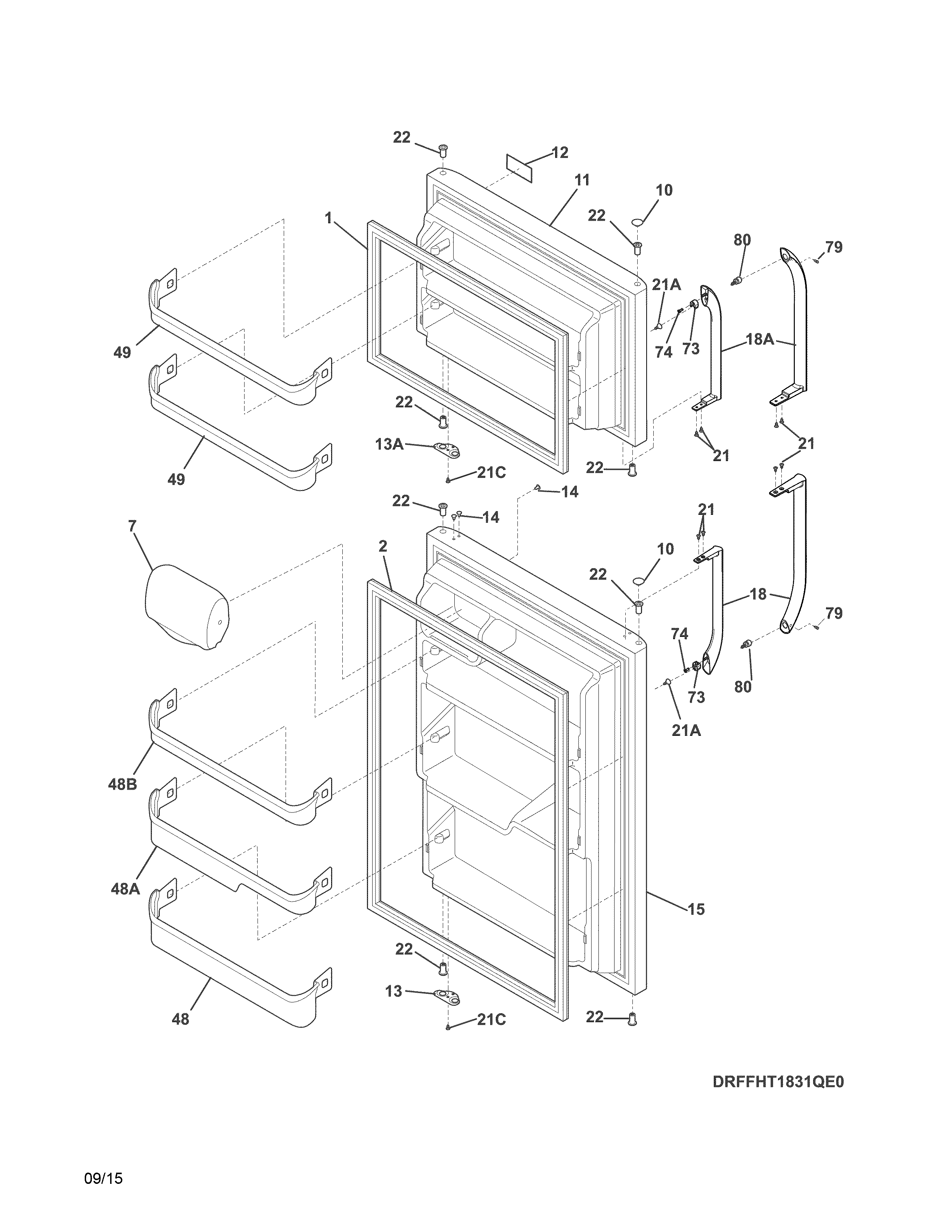 Frigidaire FFHT1831QM2 doors diagram
