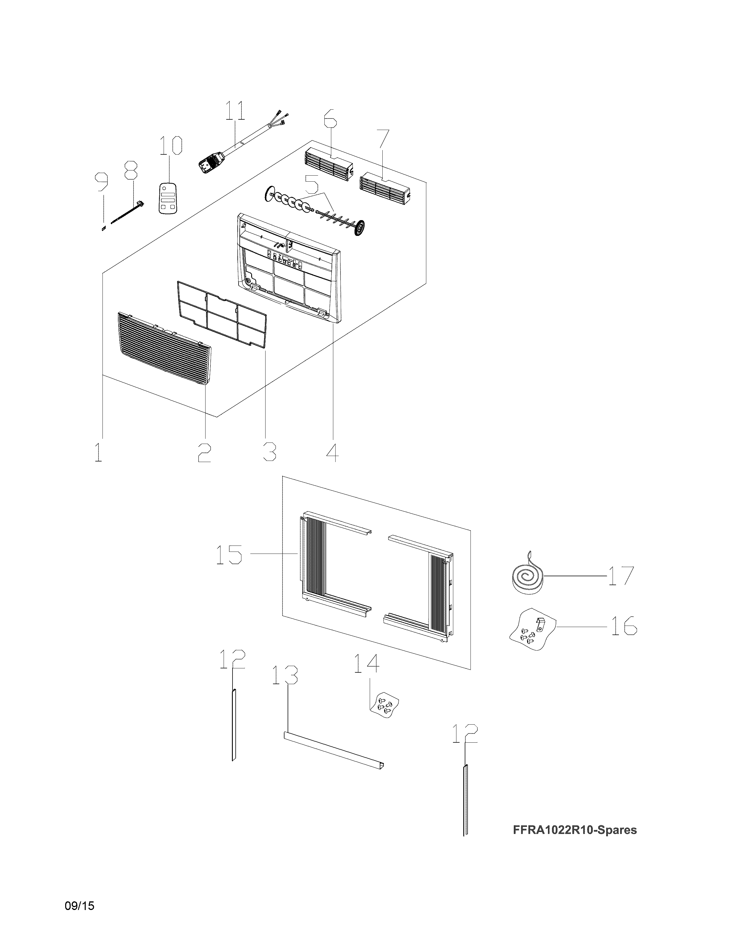 Frigidaire FFRE1233Q16 recommended spare parts diagram