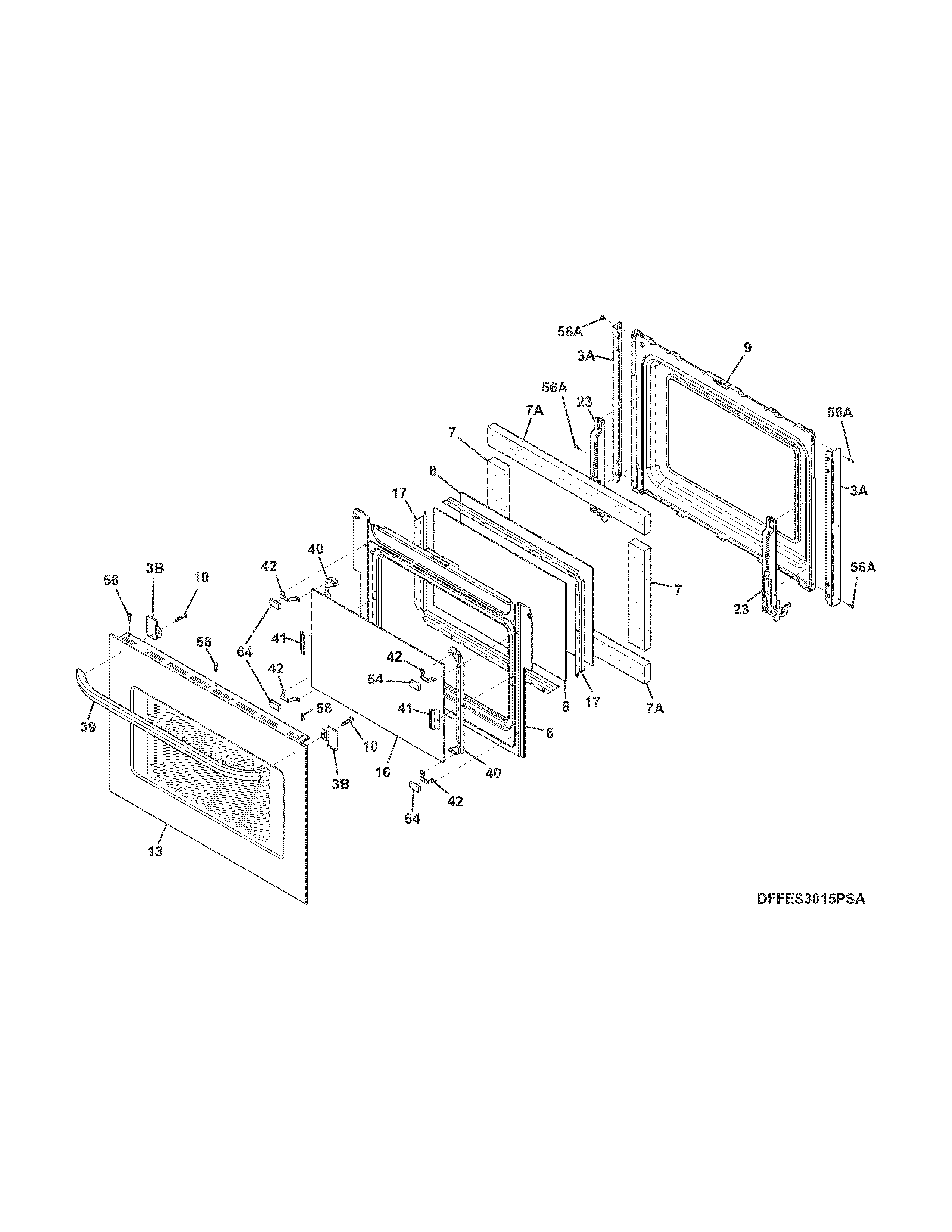 Frigidaire FFES3025PSF door diagram