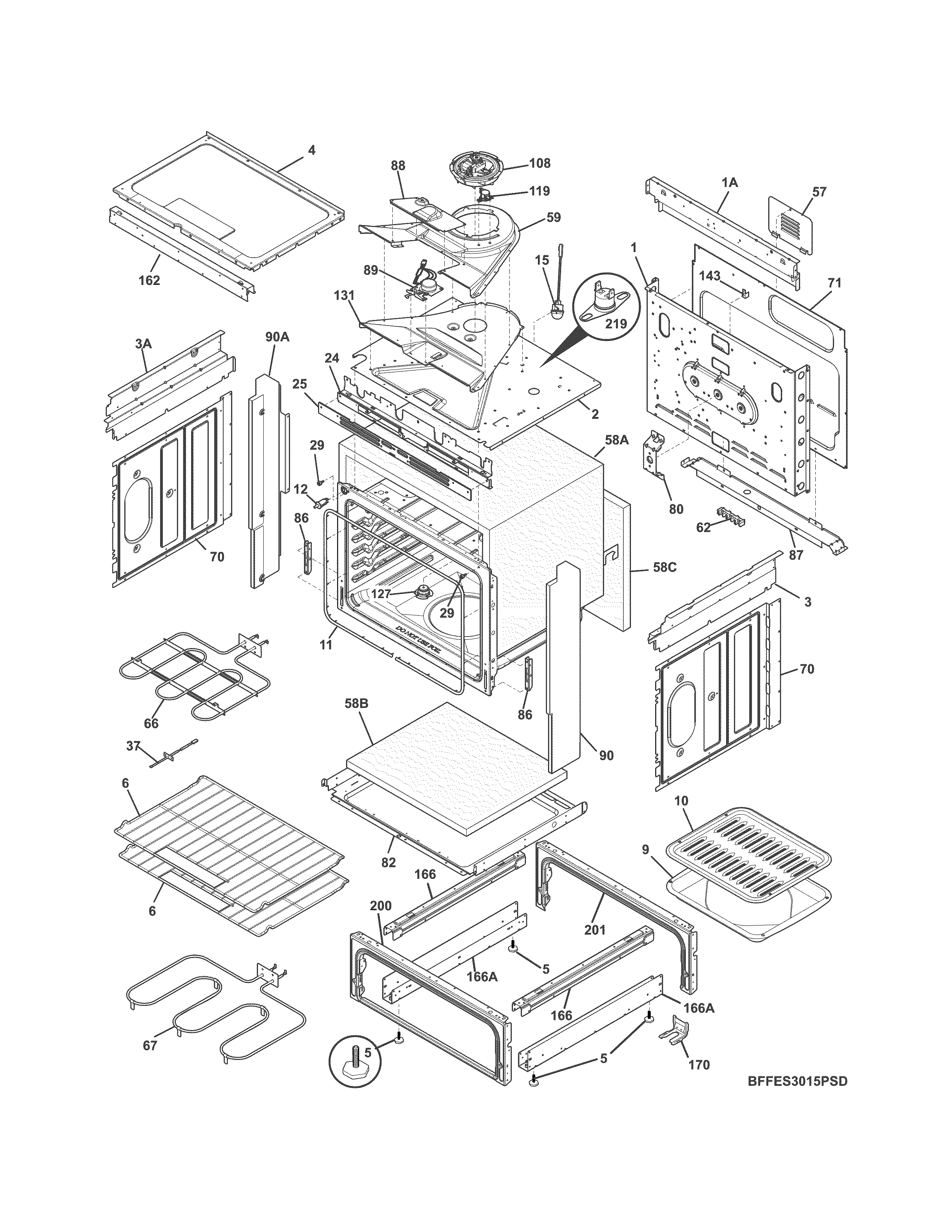 Frigidaire FFES3015PBE body diagram