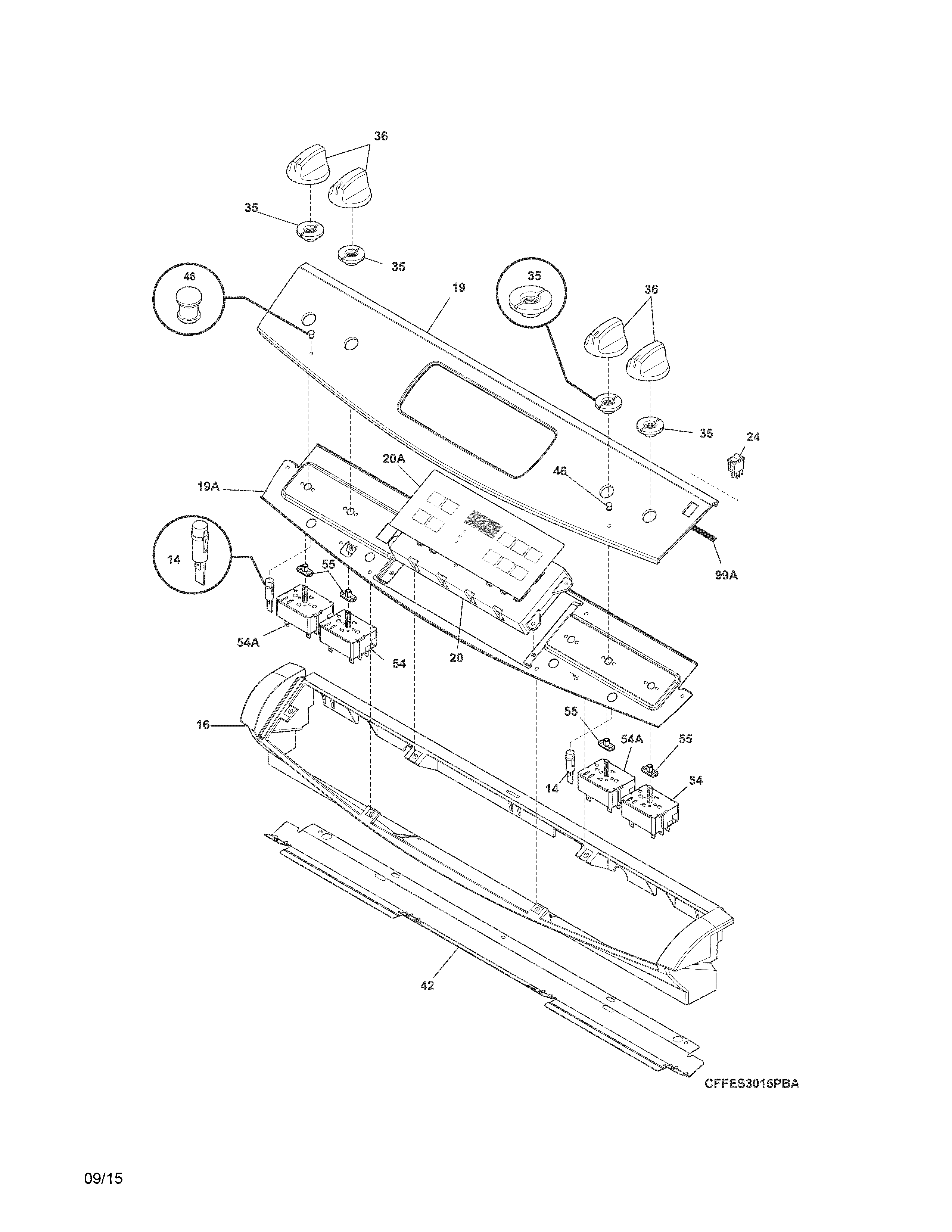 Frigidaire FFED3015PBD backguard diagram