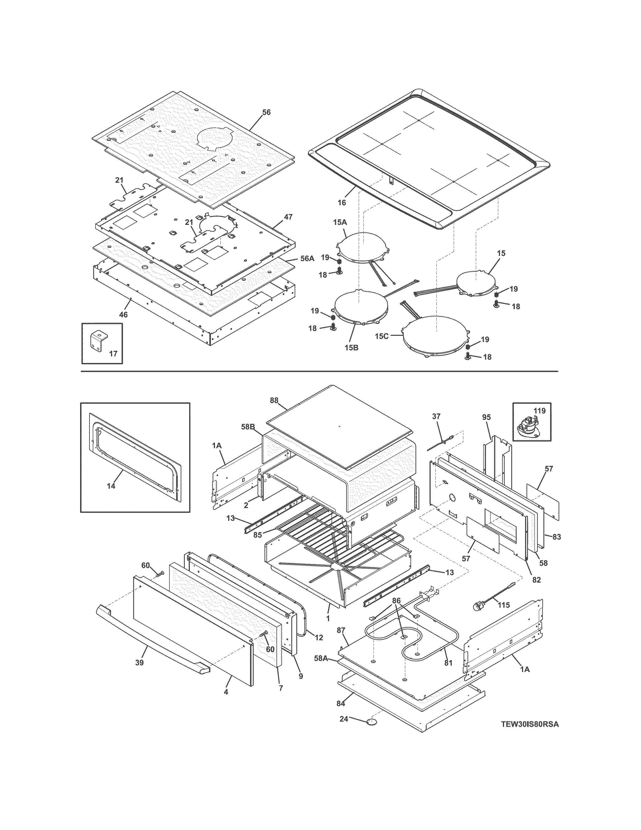 Electrolux EW30IS8CRSA top/drawer diagram