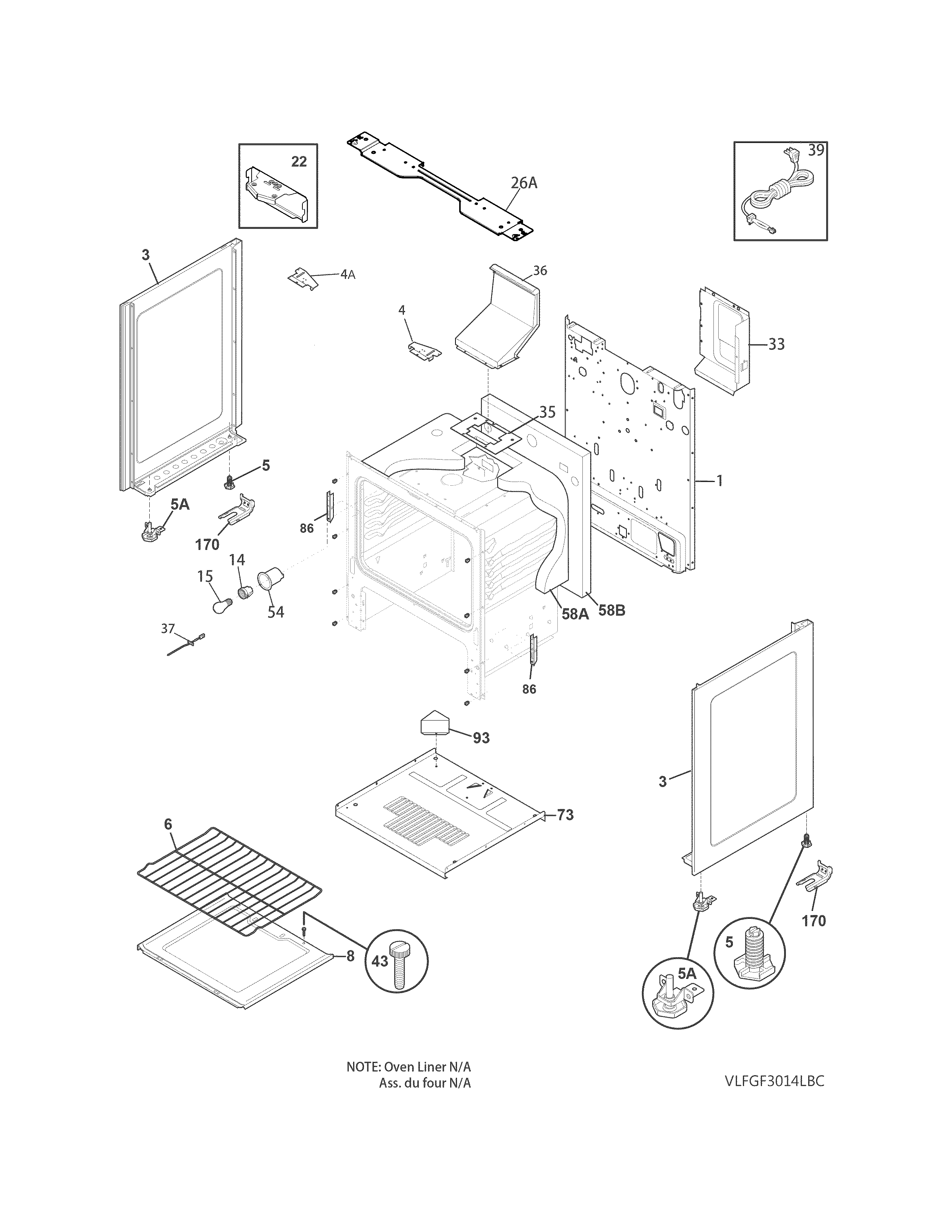 Frigidaire FFGF3015LBF body diagram