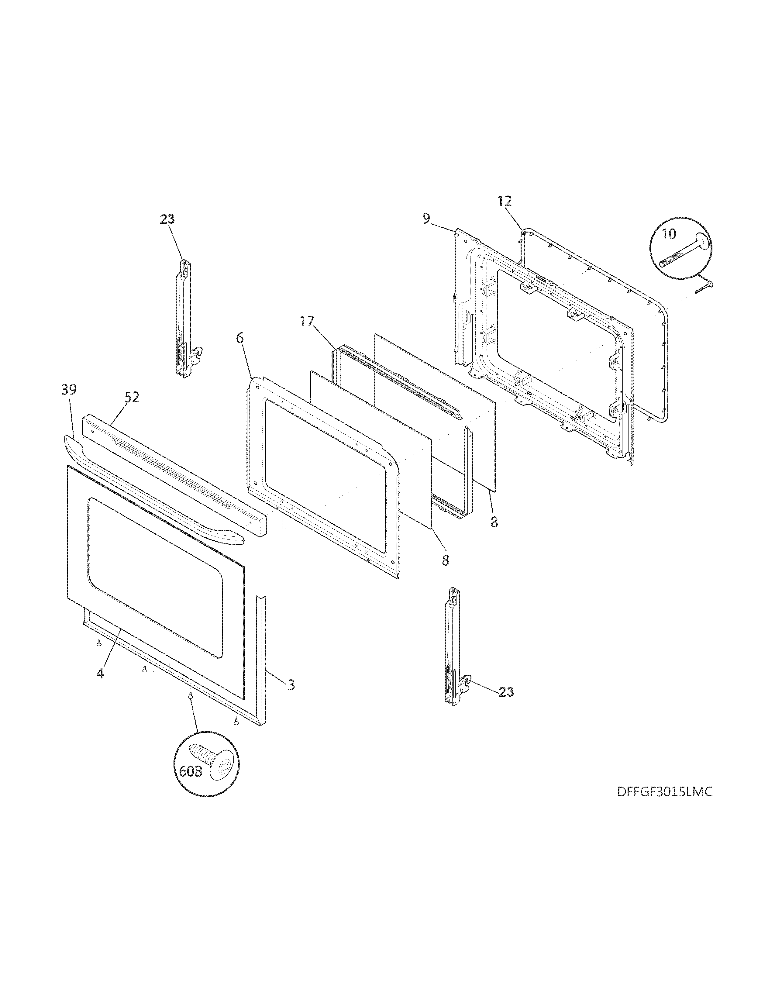 Frigidaire FFGF3015LMF door diagram