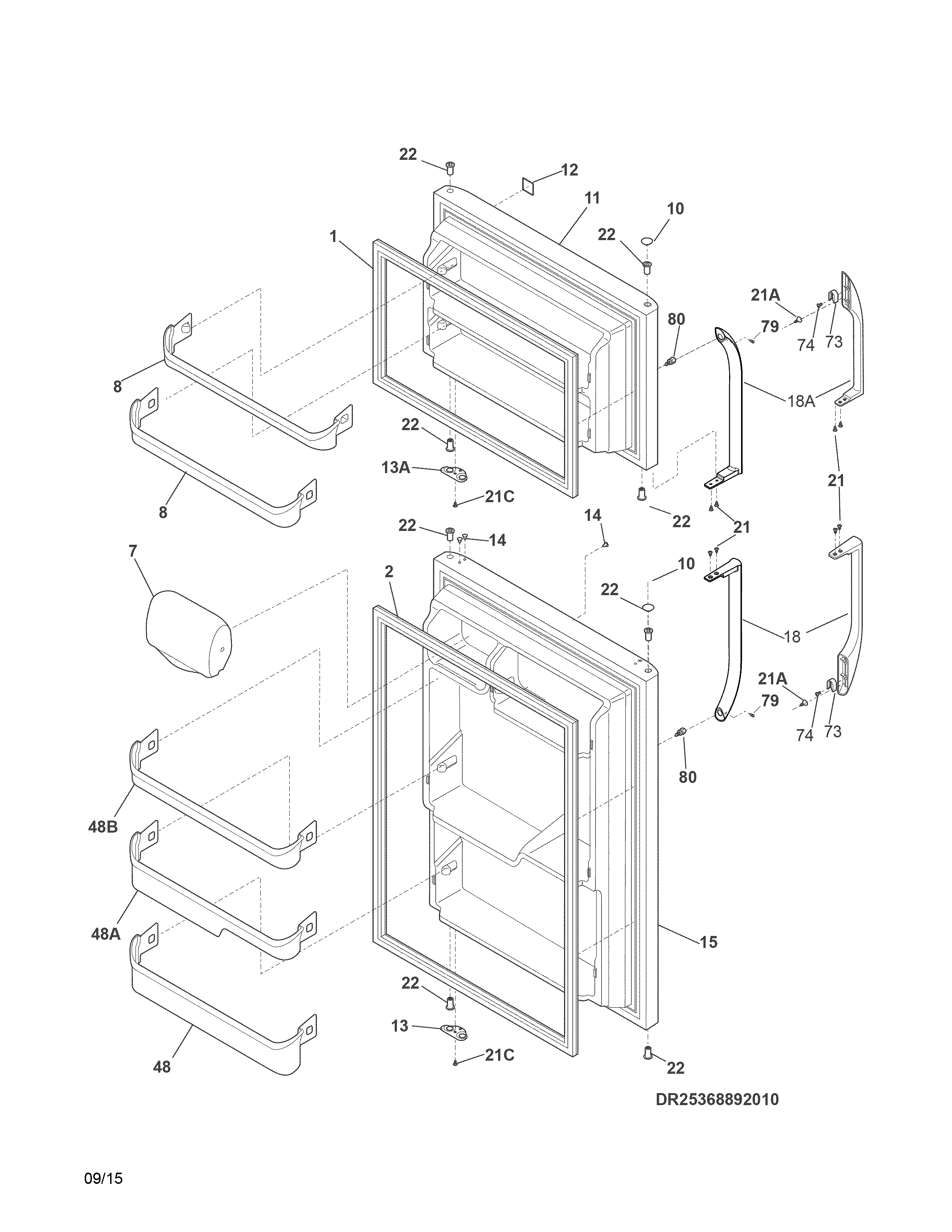 Kenmore 25370609412 doors diagram