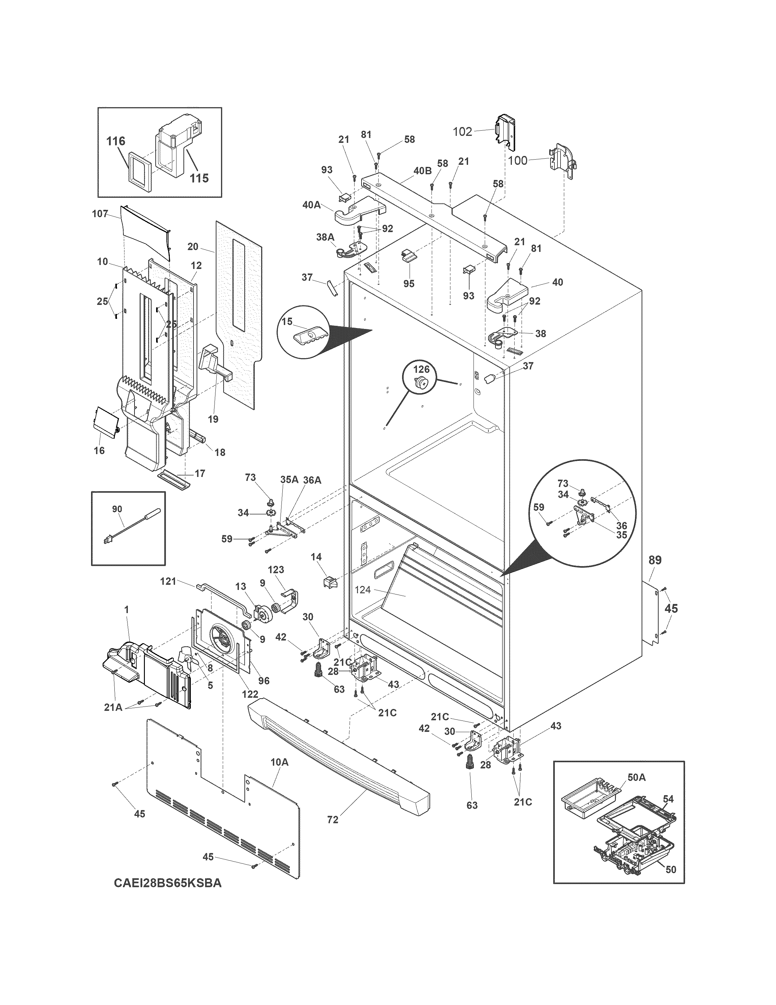 Electrolux EI23BC35KSAA cabinet diagram