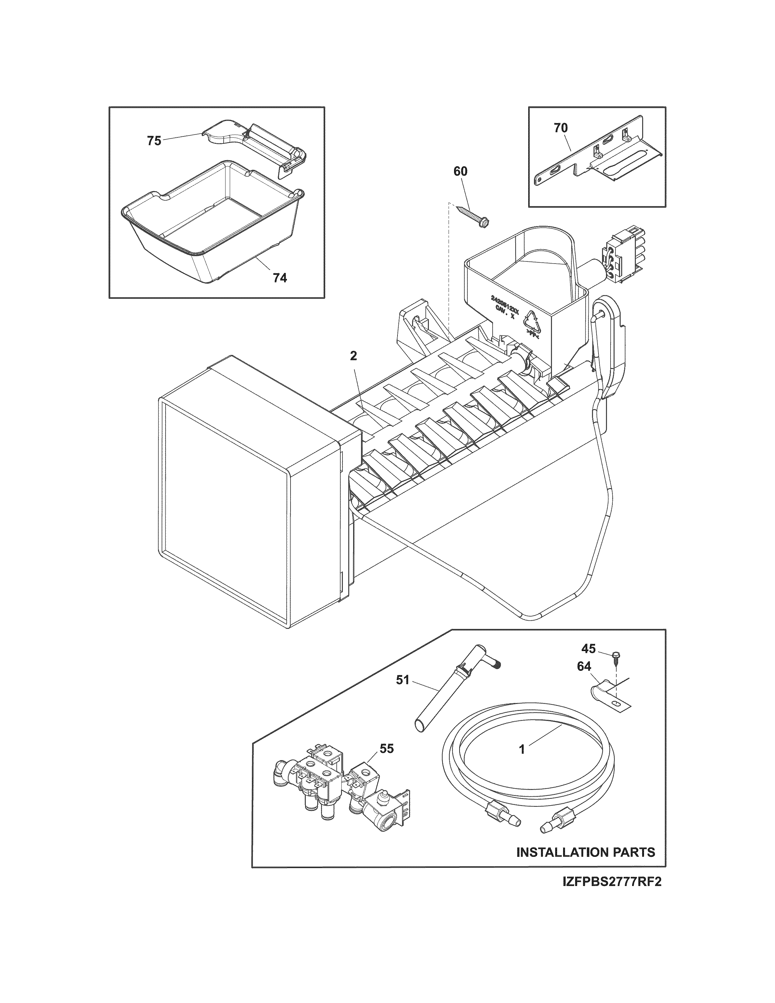 Frigidaire FPBS2777RF2 freezer ice maker diagram