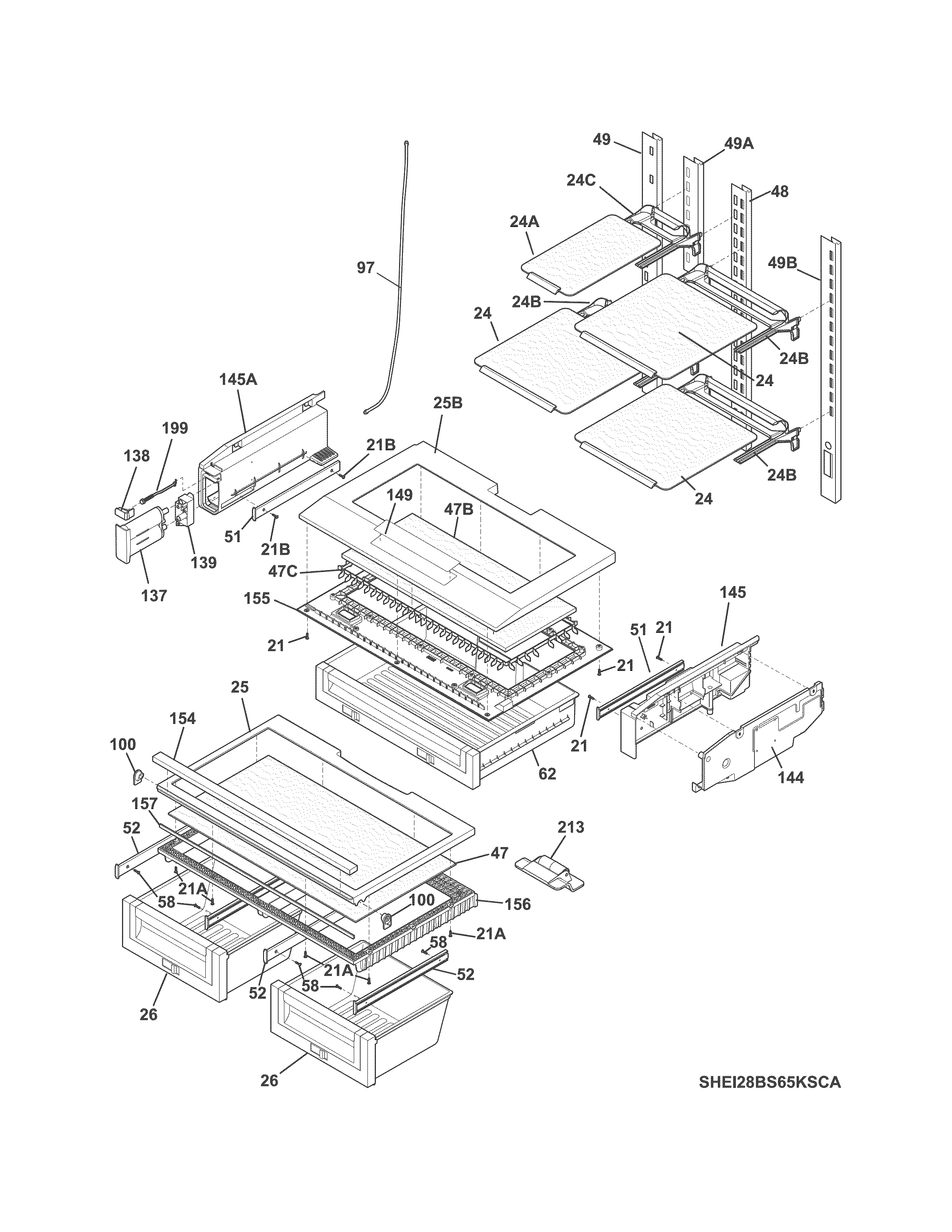 Electrolux EI28BS65KSDA shelves diagram