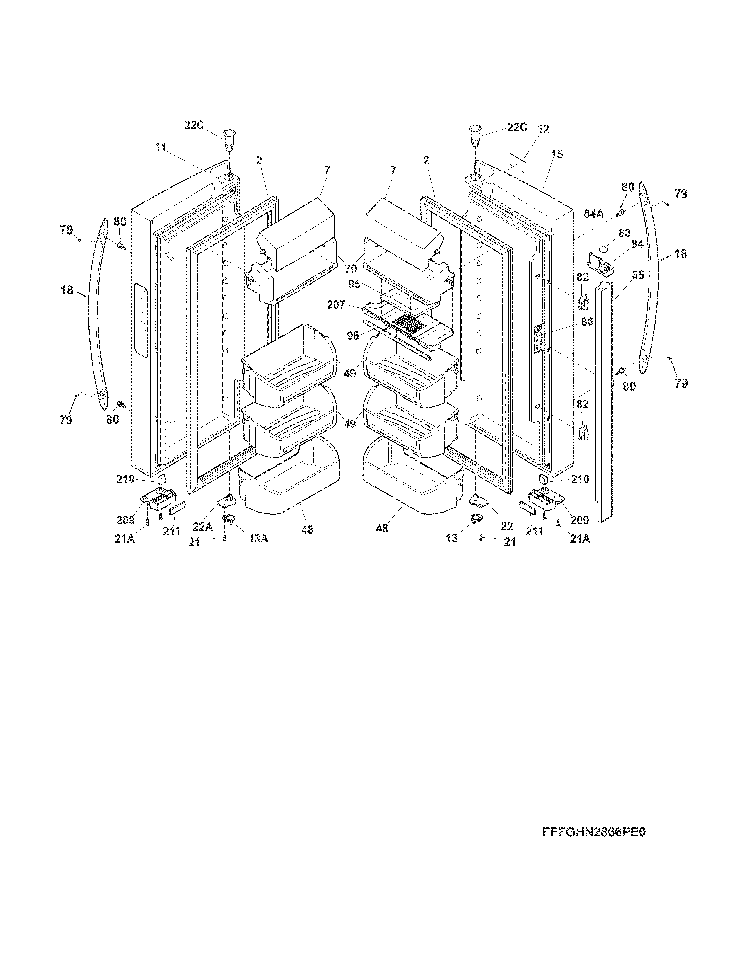 Frigidaire FGHN2866PF4A fresh food door diagram