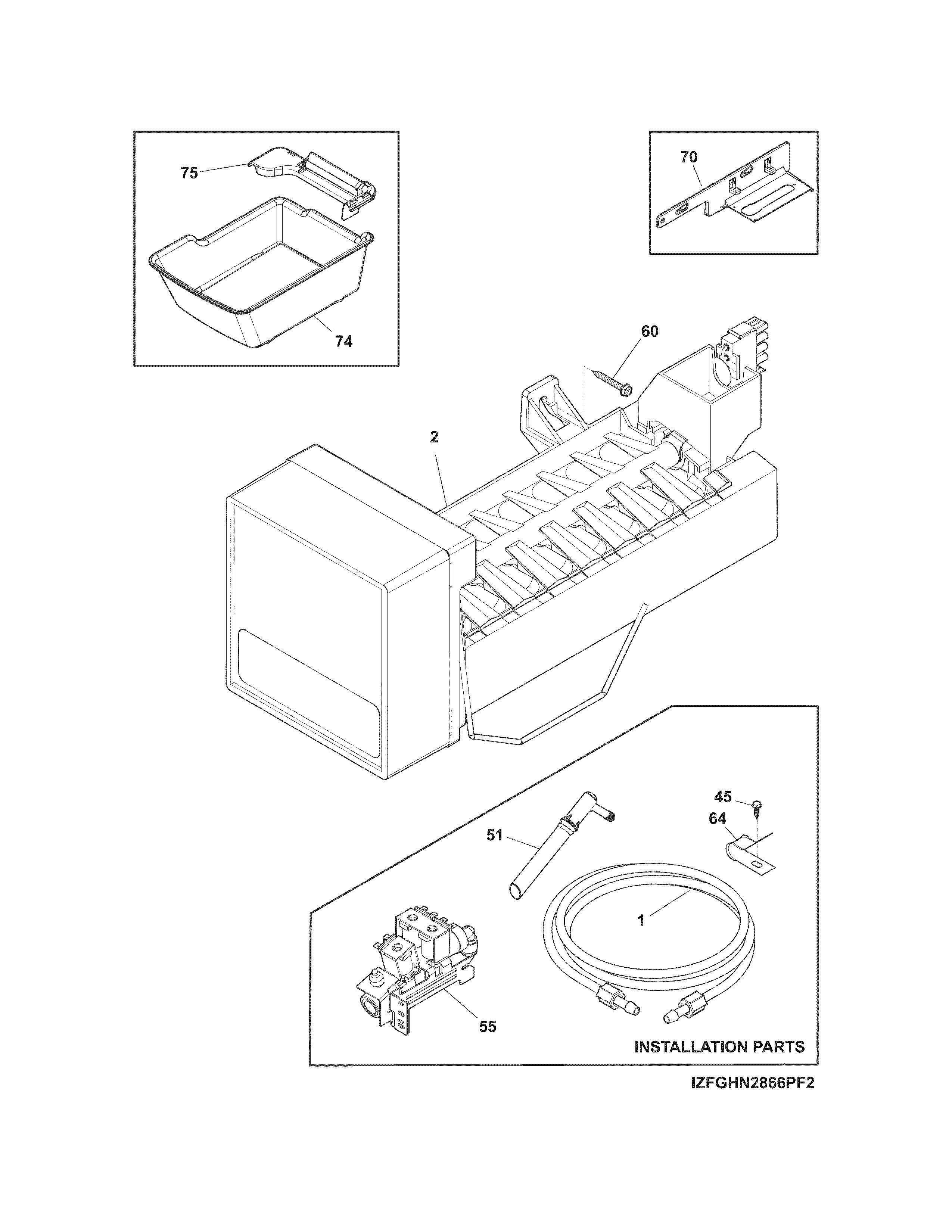 Frigidaire FGHN2866PF4A ice maker diagram