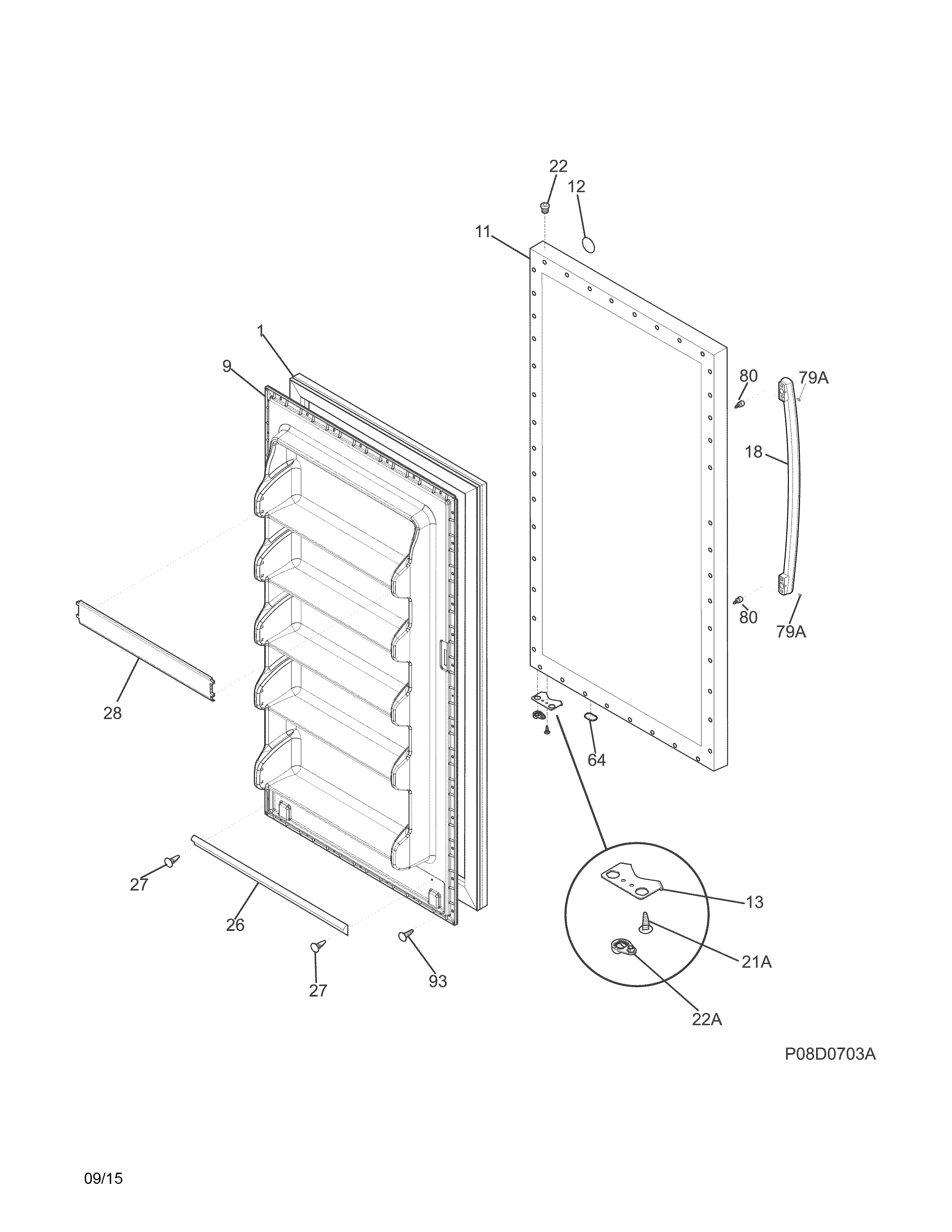 Frigidaire LFFH20F3QWC door diagram