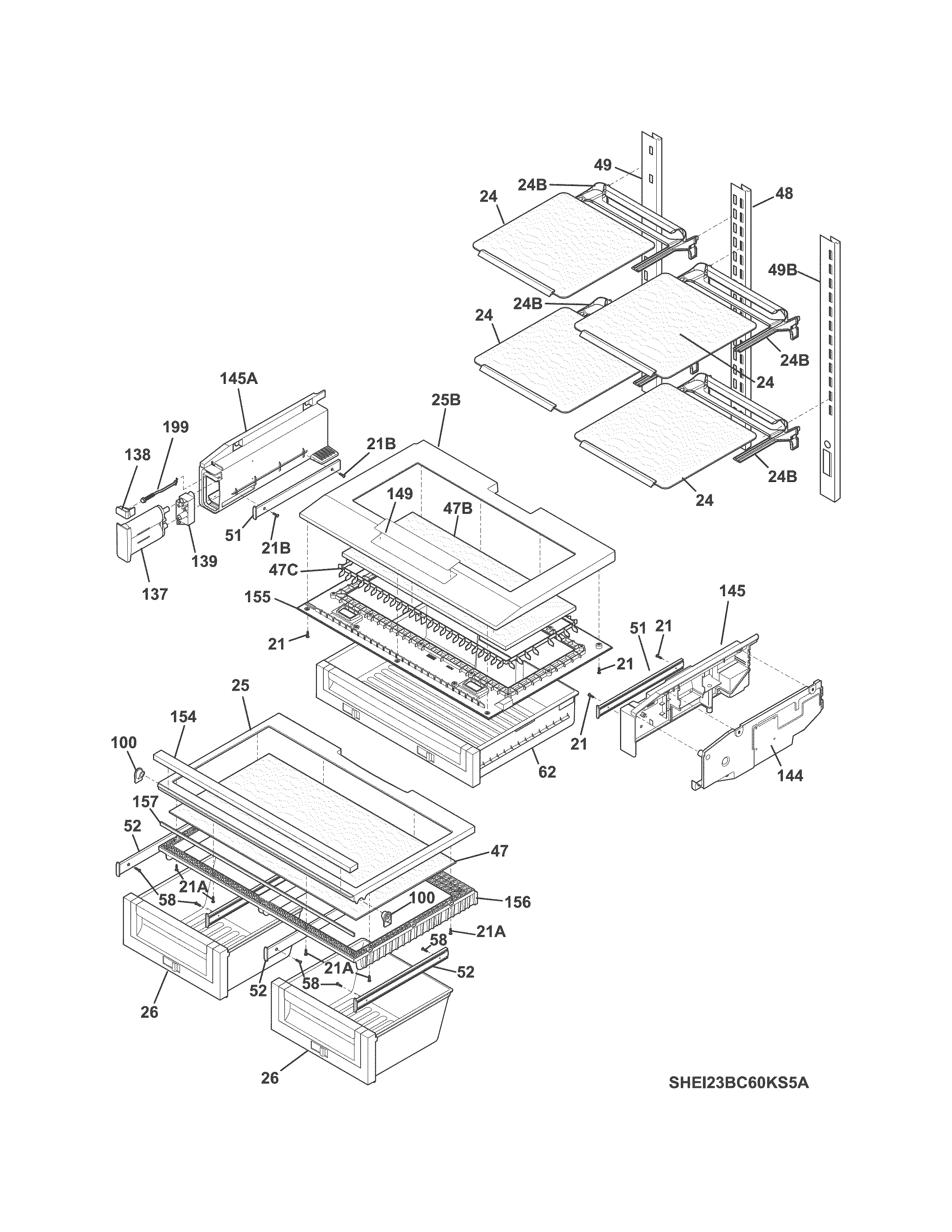 Electrolux EI23BC60KS7A shelves diagram