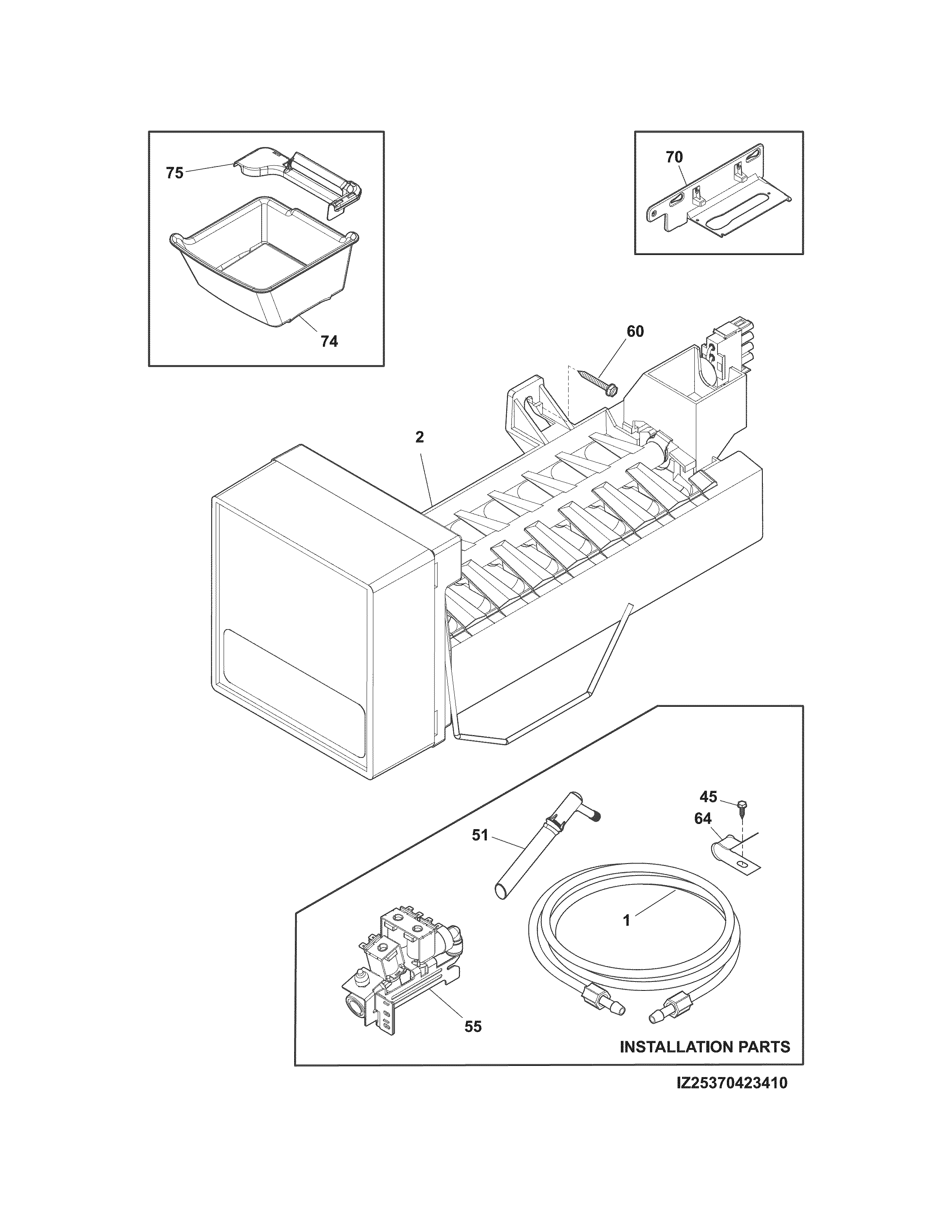 Electrolux EI23BC60KS7A ice maker diagram
