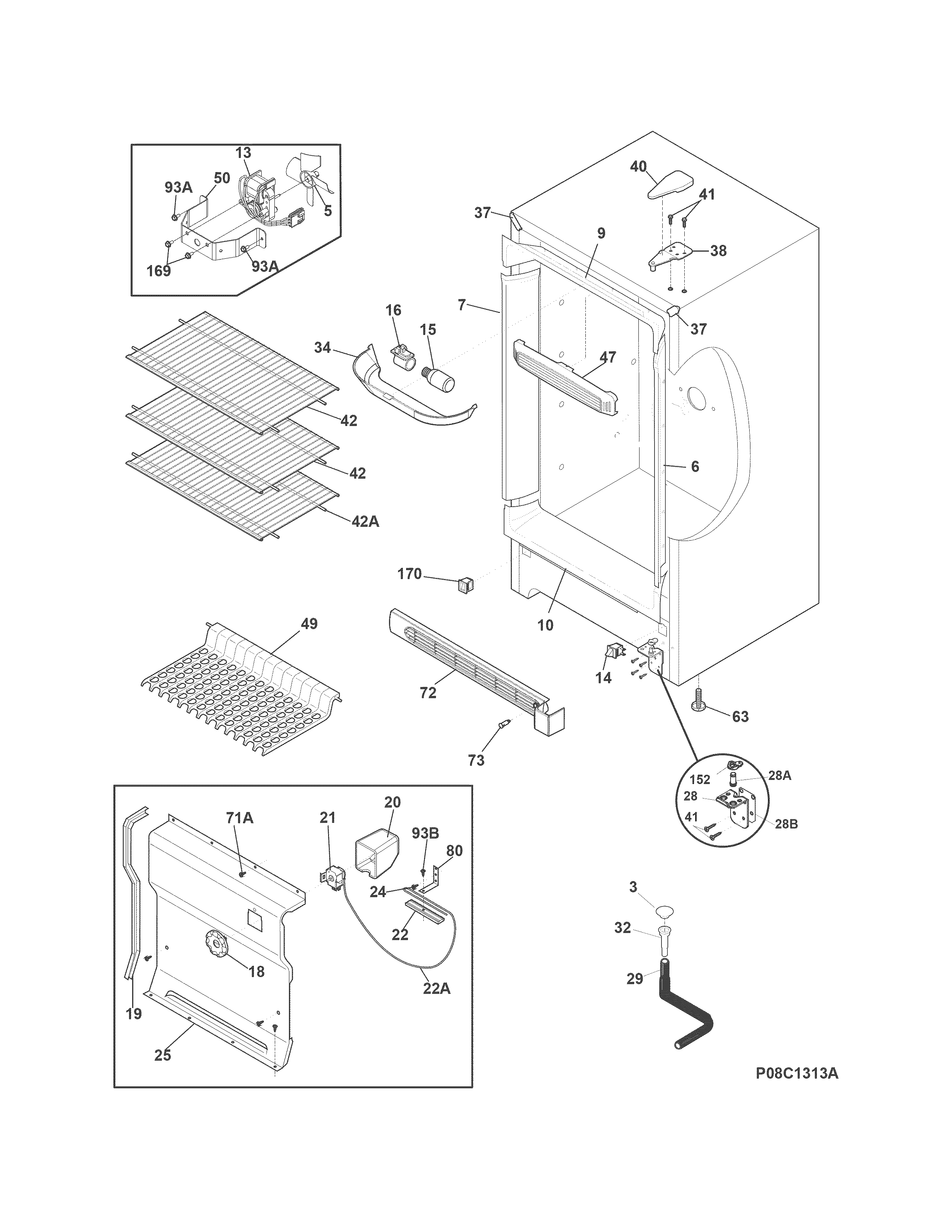 Frigidaire FFFH20F2QWD cabinet diagram