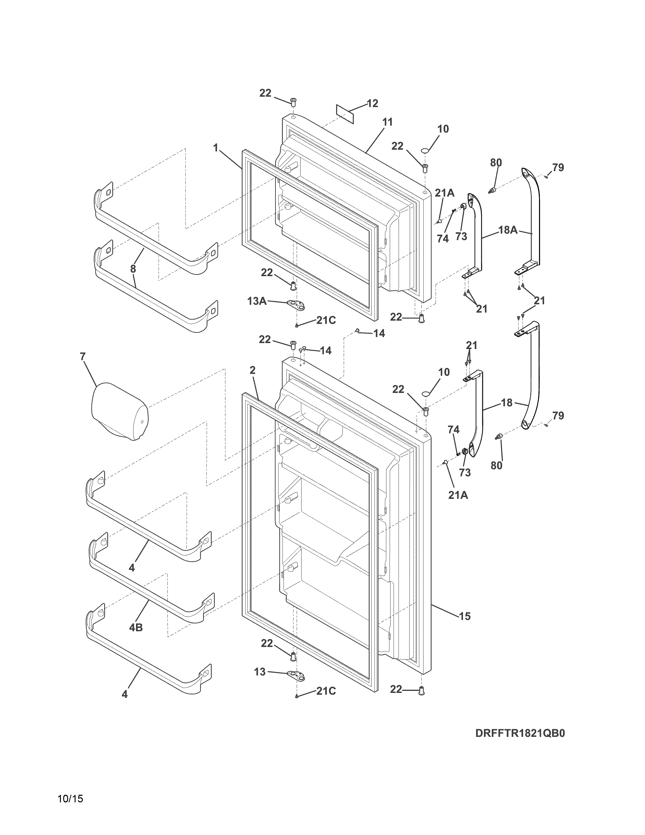 Frigidaire FFHT1821QW2 doors diagram