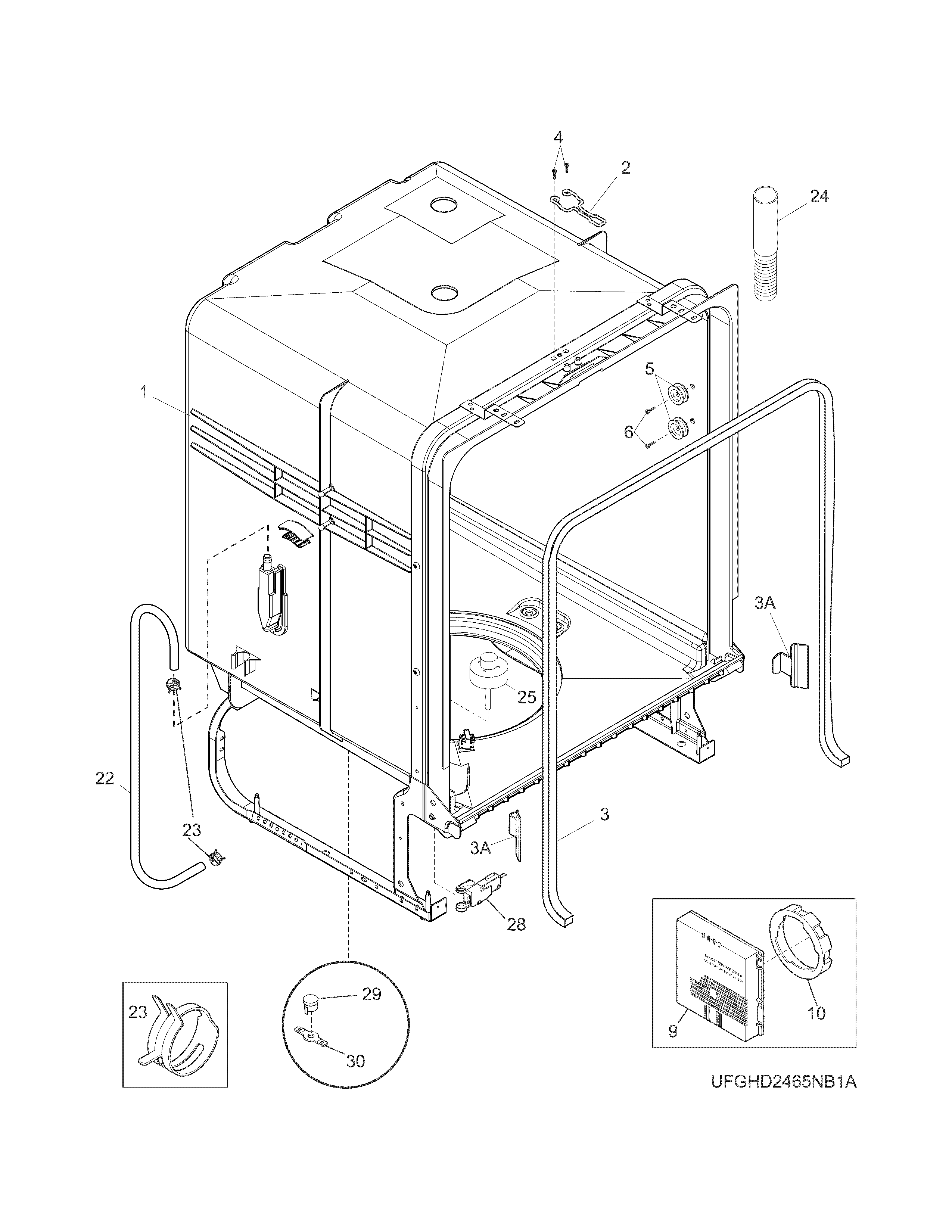 Frigidaire FGID2466QF2A tub diagram