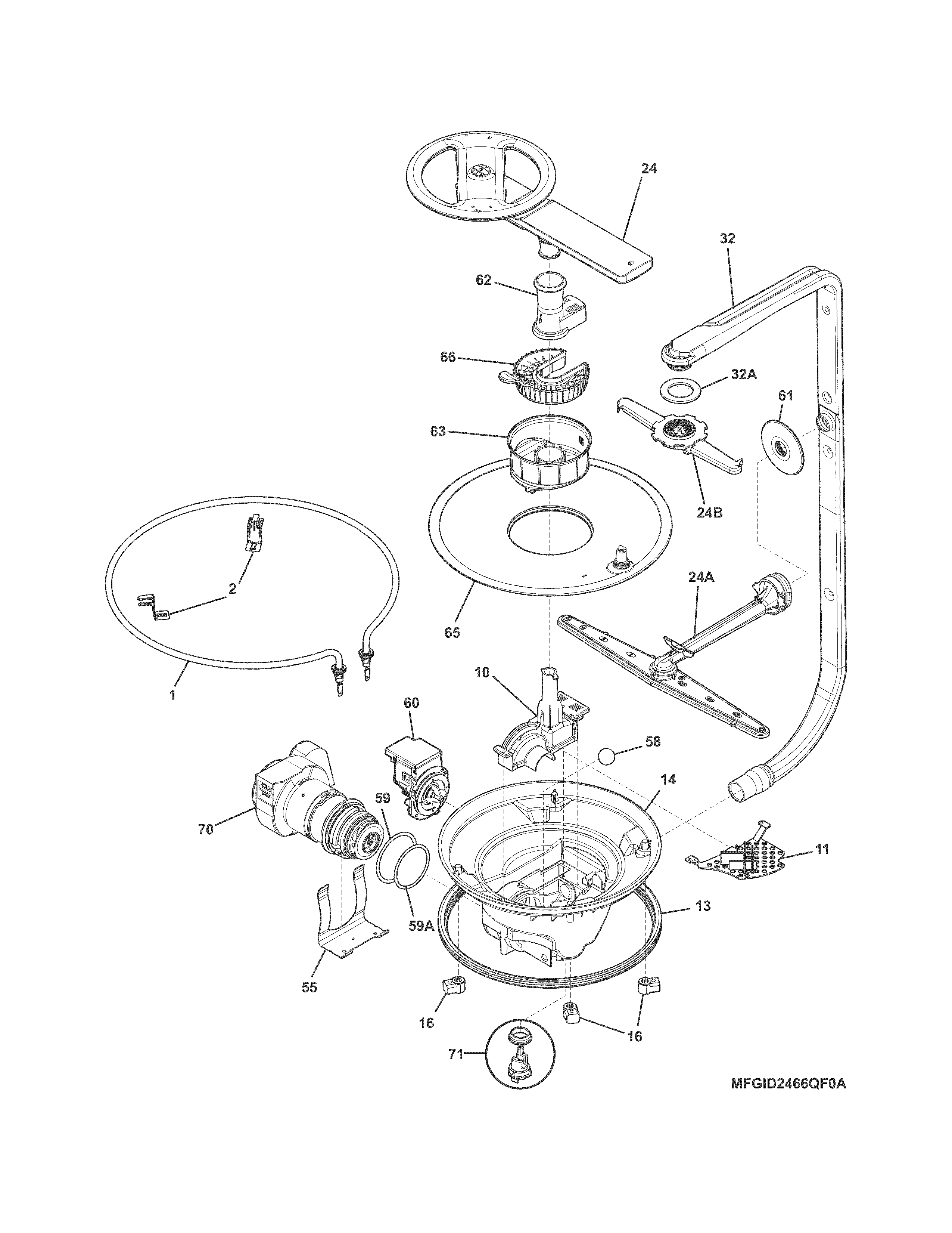 Frigidaire FGID2466QF2A motor & pump diagram