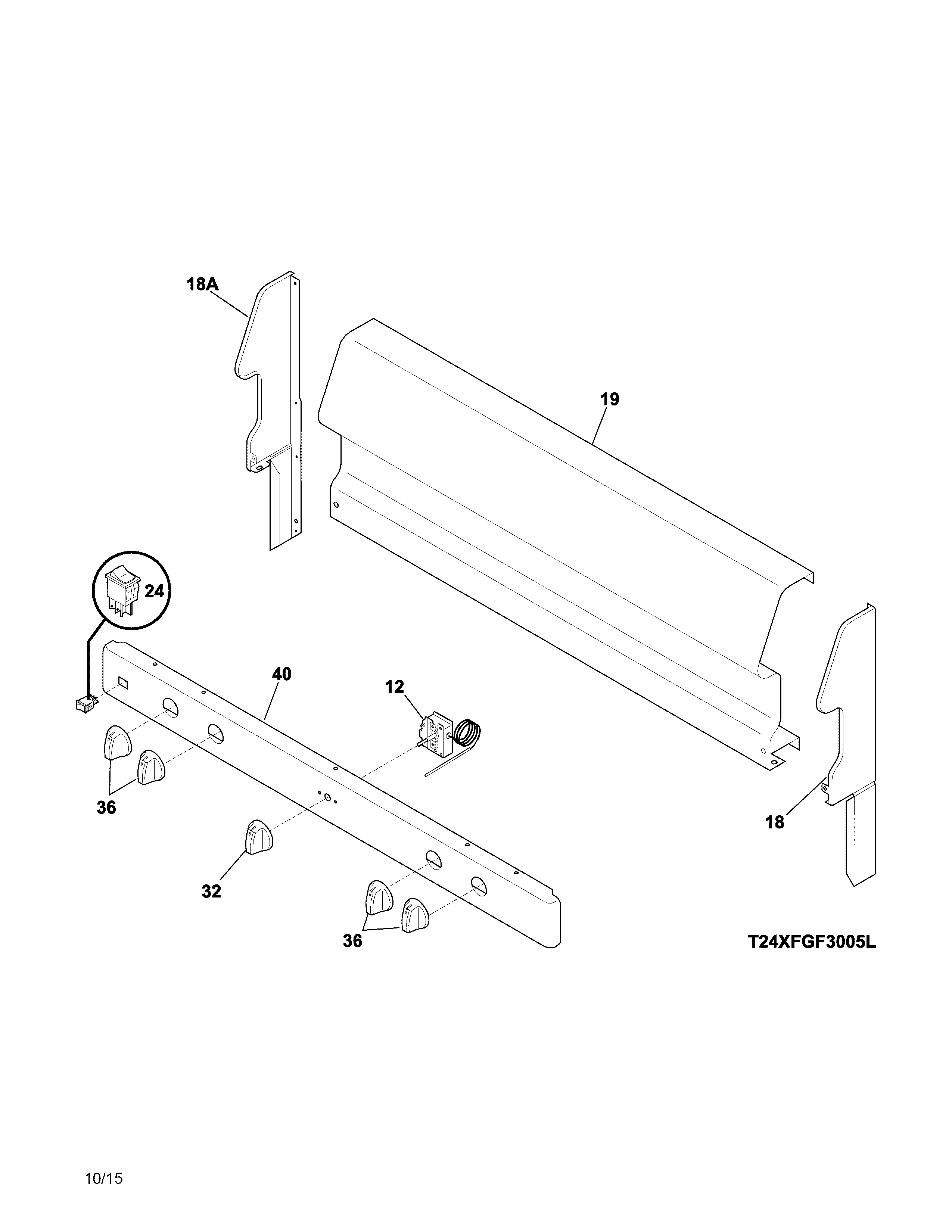 Frigidaire FFGF3005MWC backguard diagram