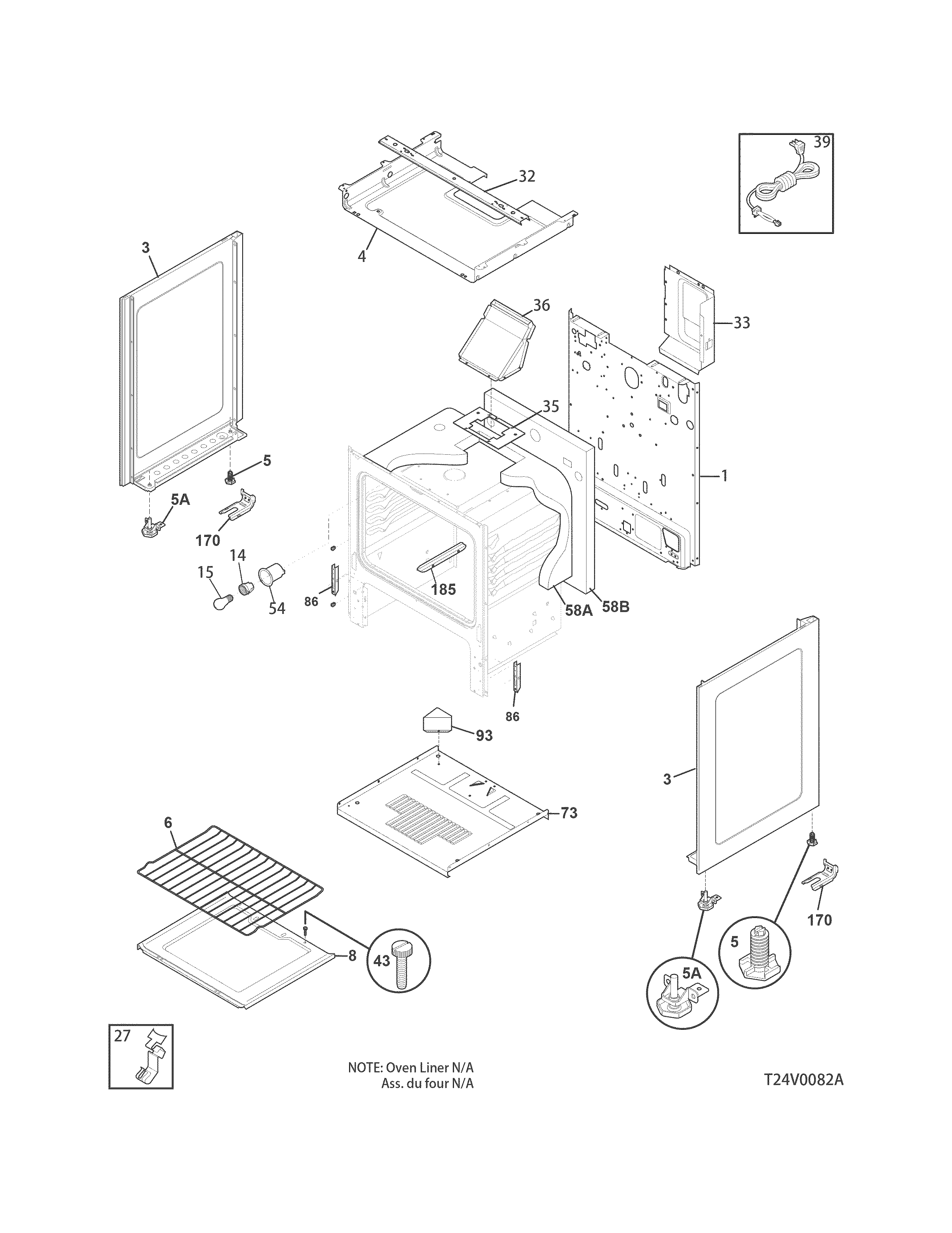 Frigidaire FFGF3005MWC body diagram