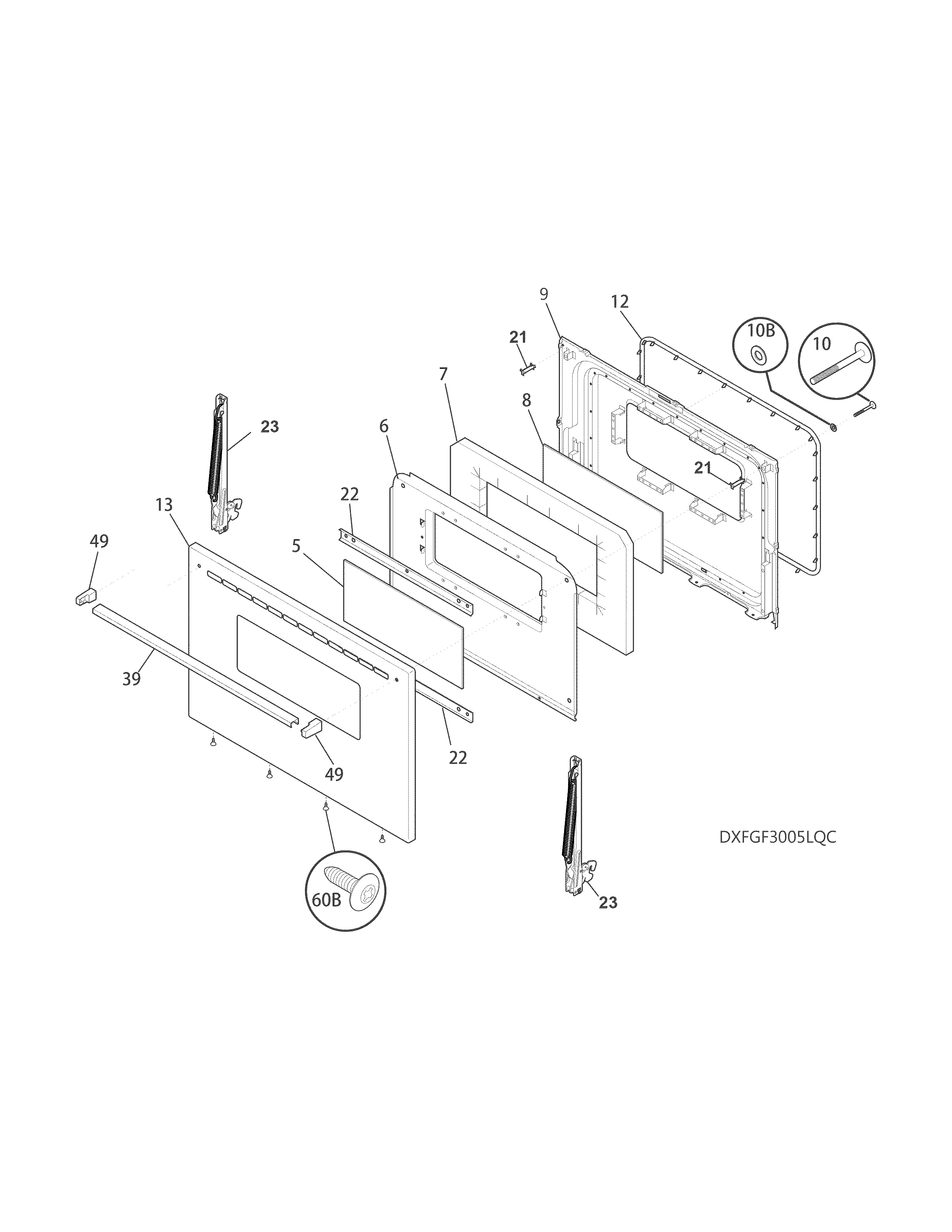 Frigidaire FFGF3005MWC door diagram
