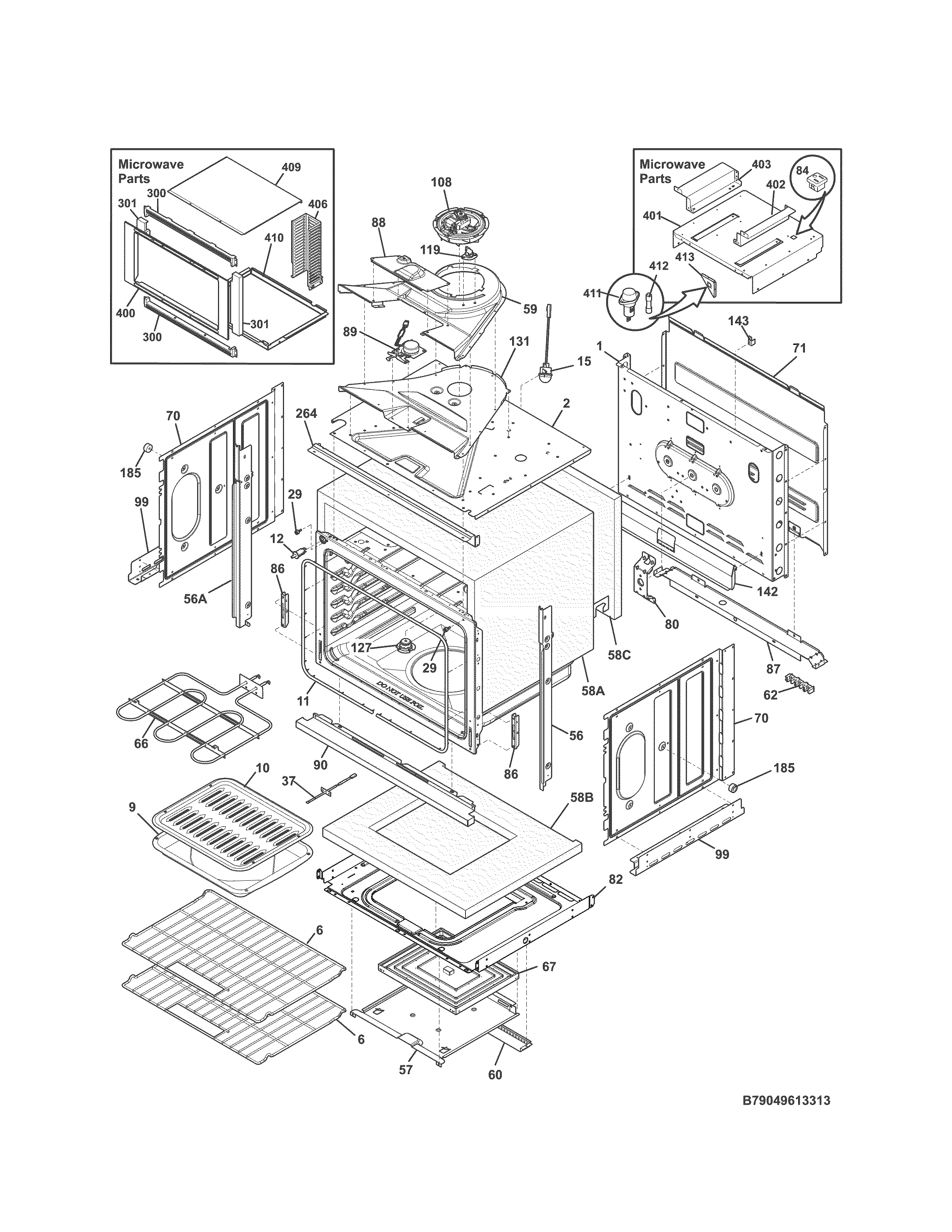 Kenmore 79049613313 lower oven diagram