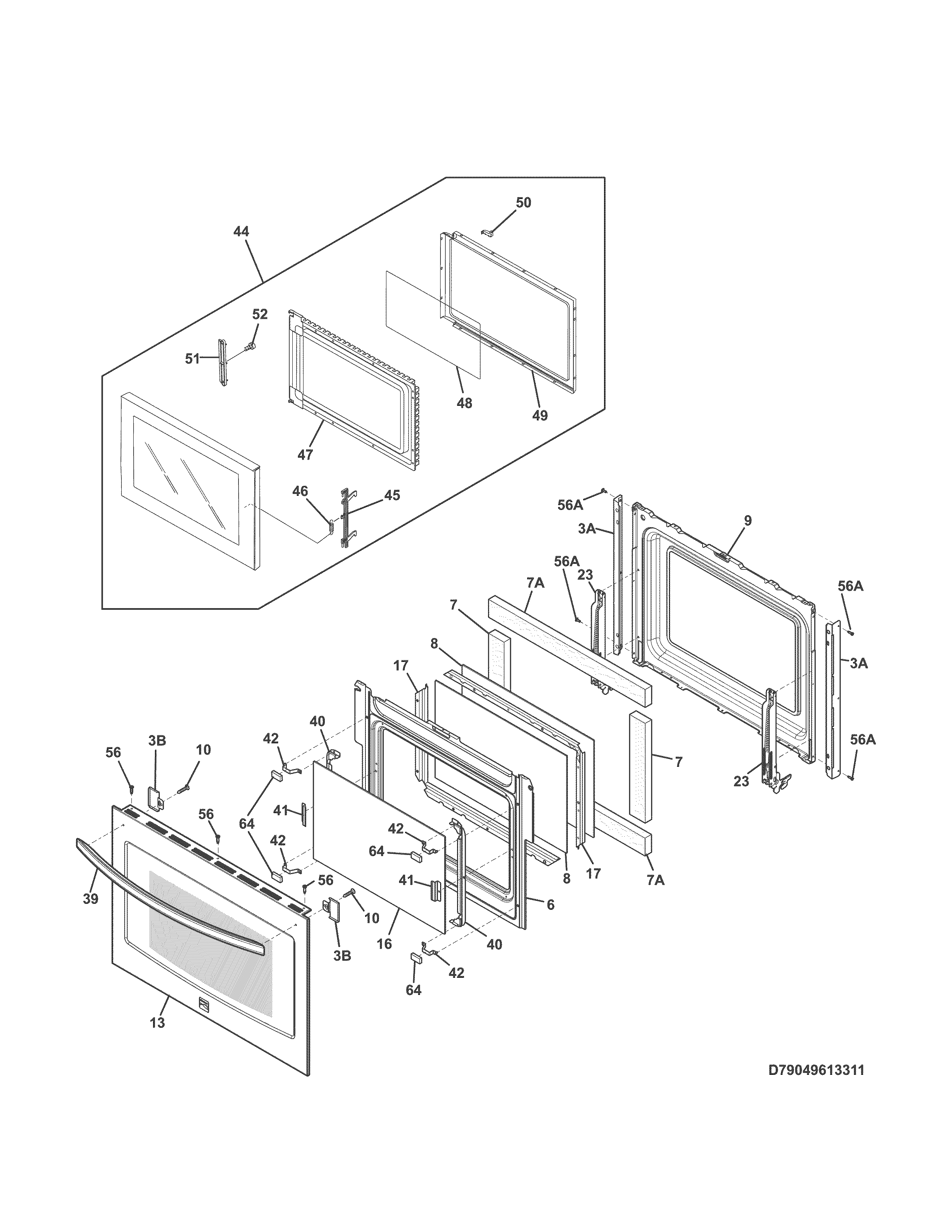Kenmore 79049613313 doors diagram
