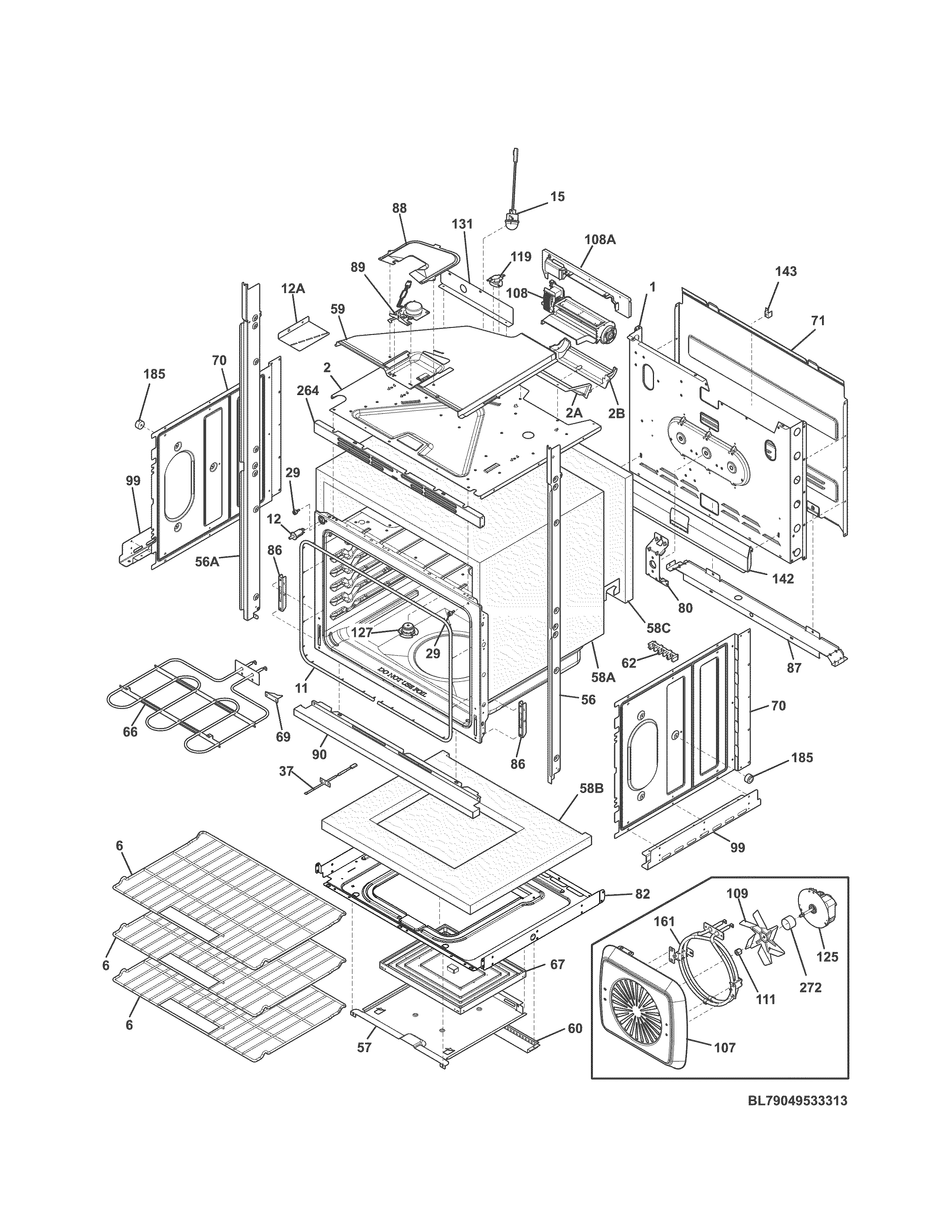 Kenmore 79049533313 lower oven diagram